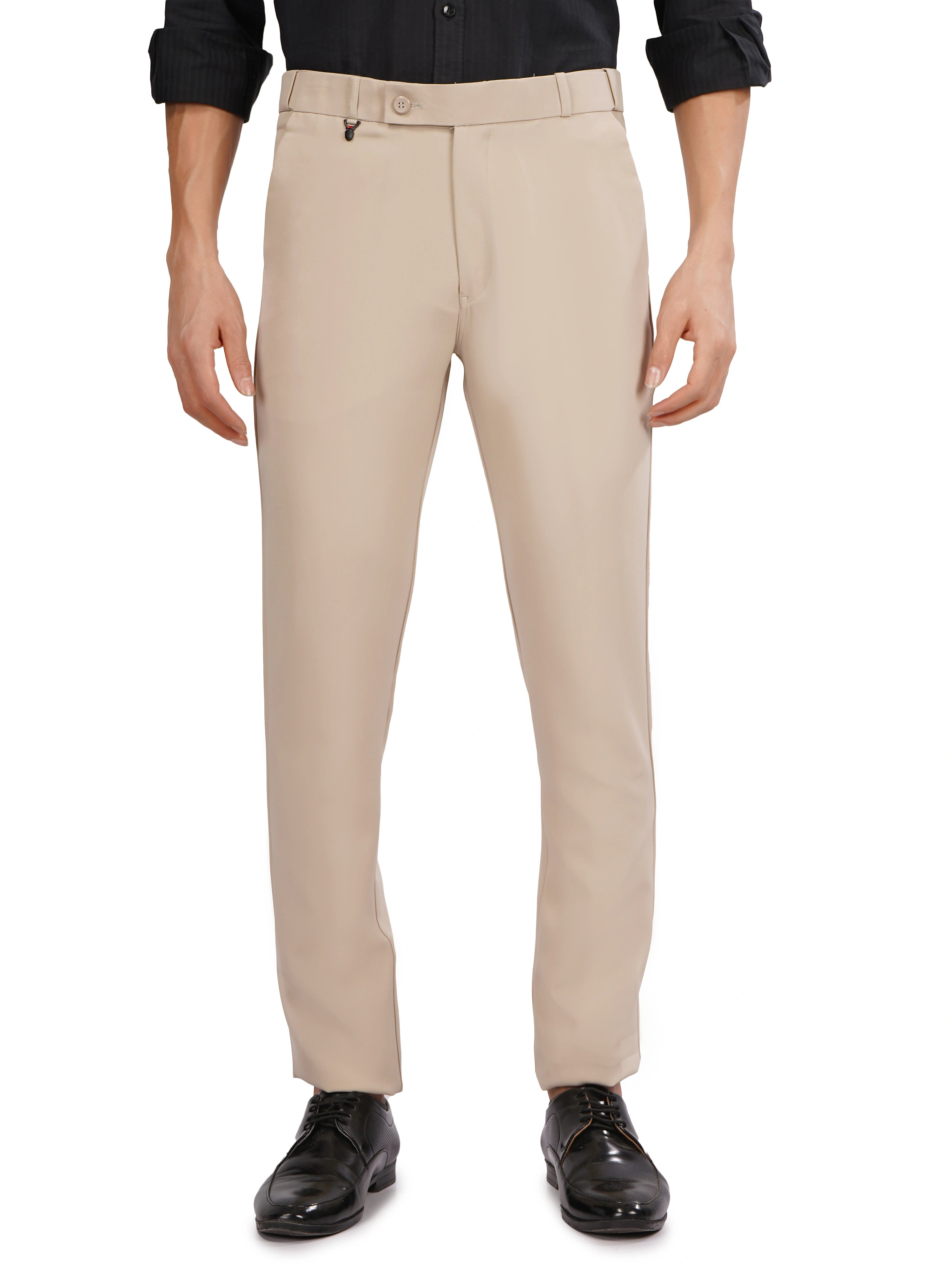 Flexi Belt Regular Fit Stretchable Formal Pant – Cream Stone