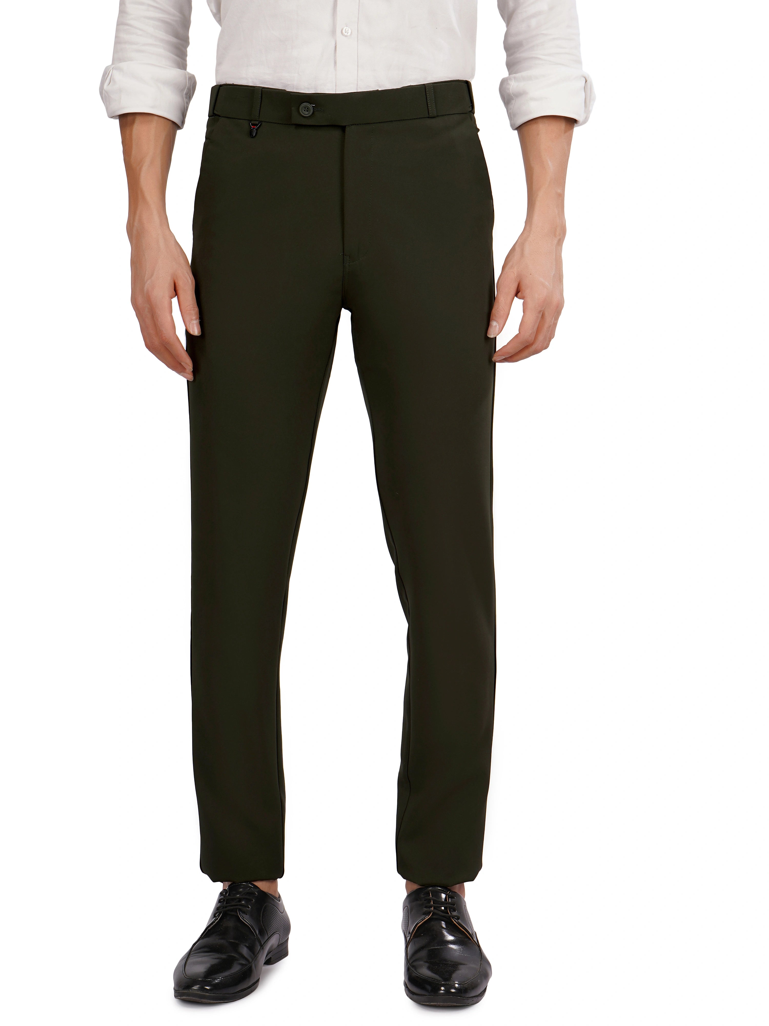 Flexi Belt Regular Fit Stretchable Formal Pant – Forest Green