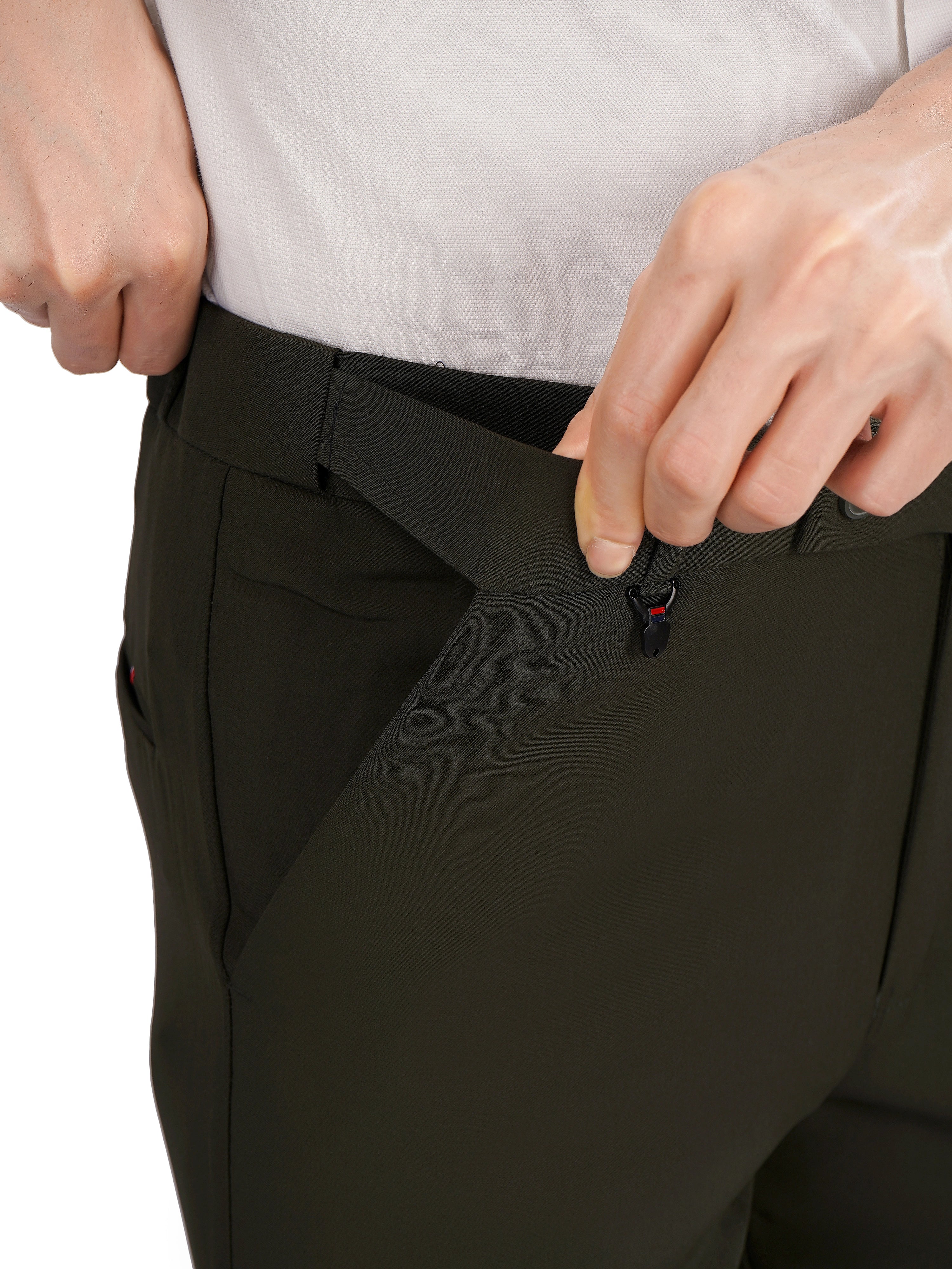 Flexi Belt Regular Fit Stretchable Formal Pant – Forest Green