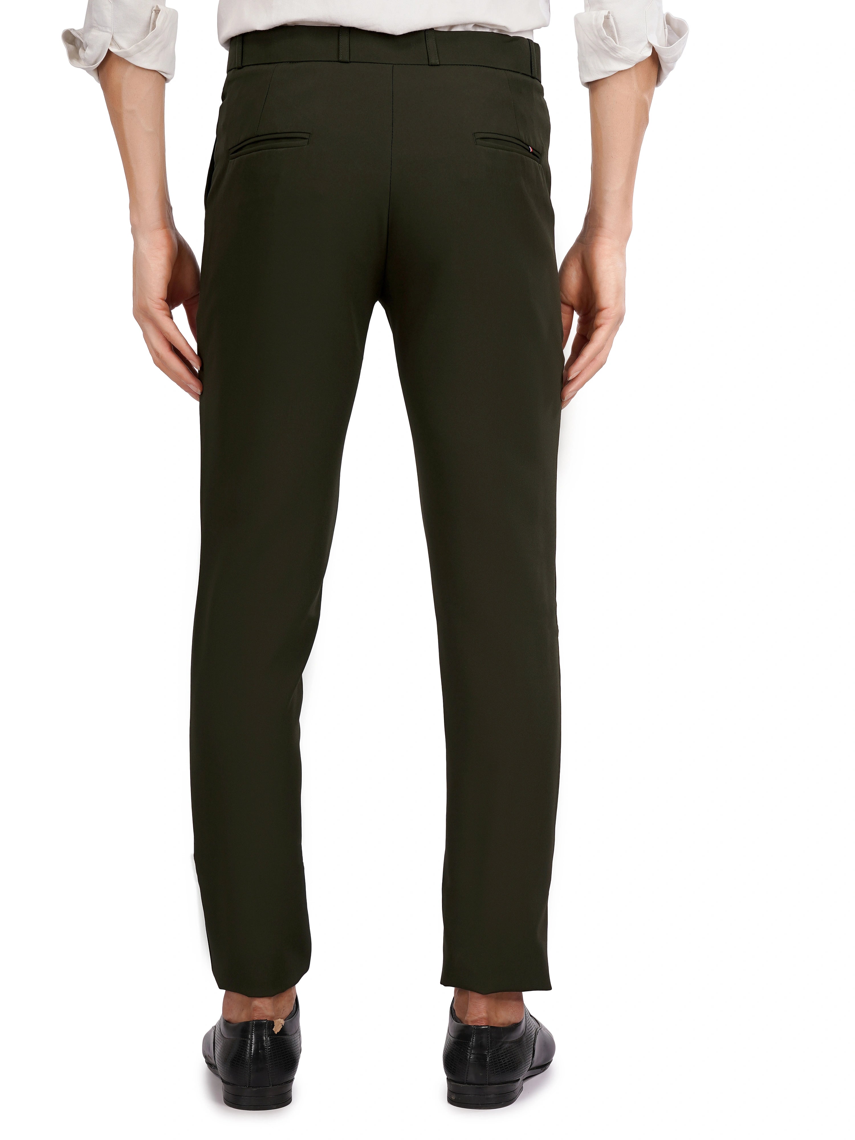 Flexi Belt Regular Fit Stretchable Formal Pant – Forest Green