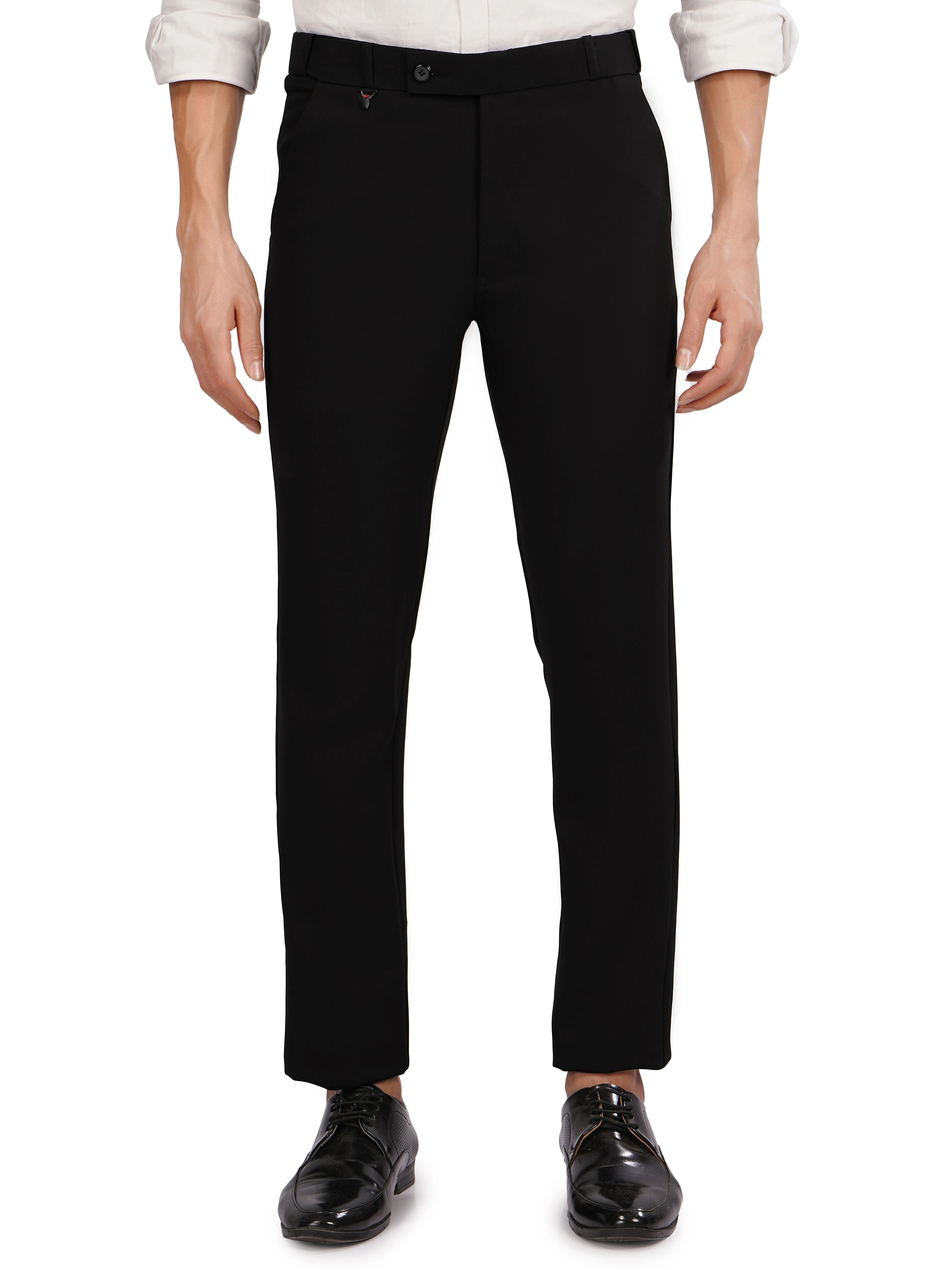 Flexi Belt Regular Fit Stretchable Formal Pant – Jet Black