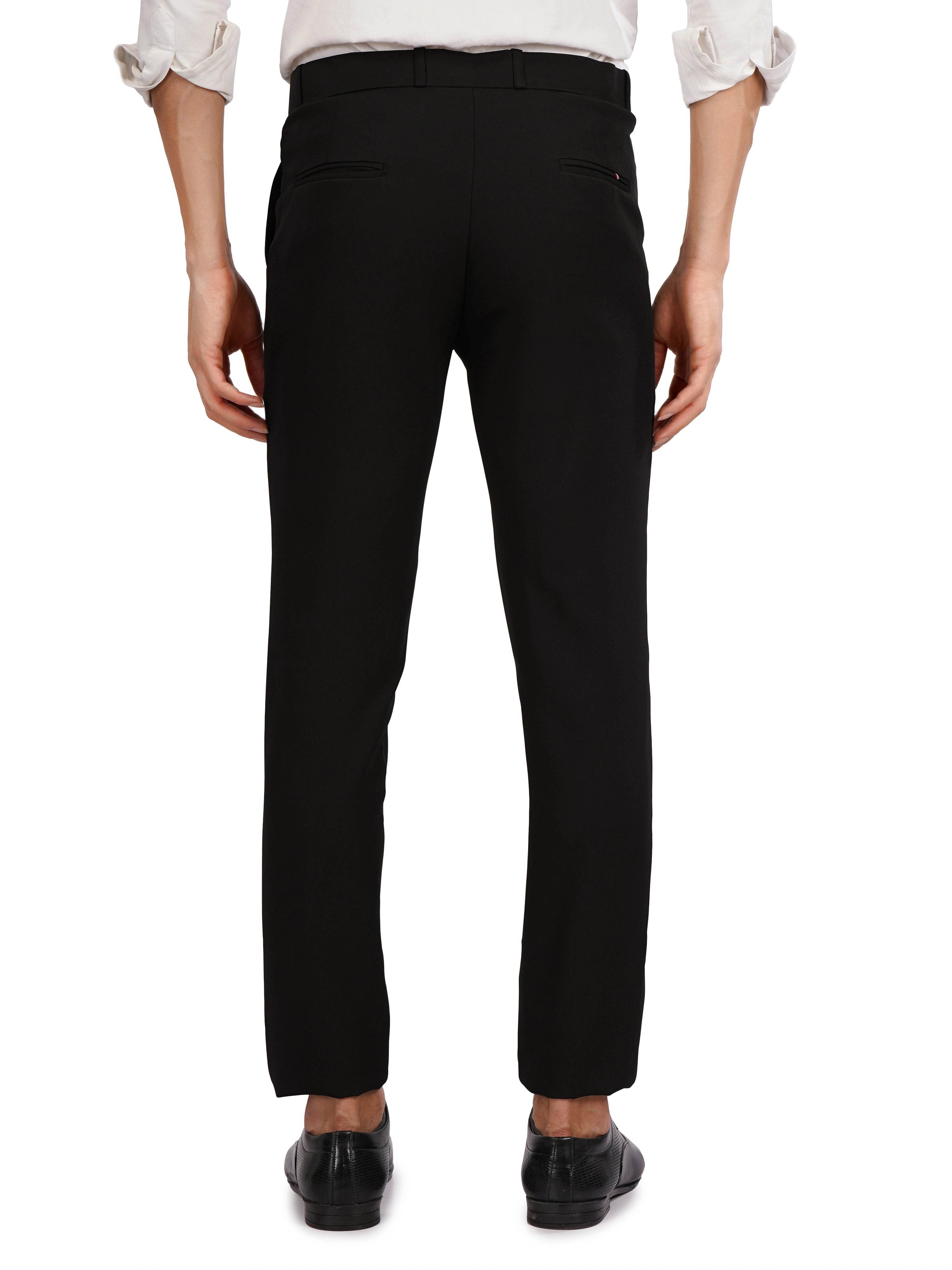 Flexi Belt Regular Fit Stretchable Formal Pant – Jet Black