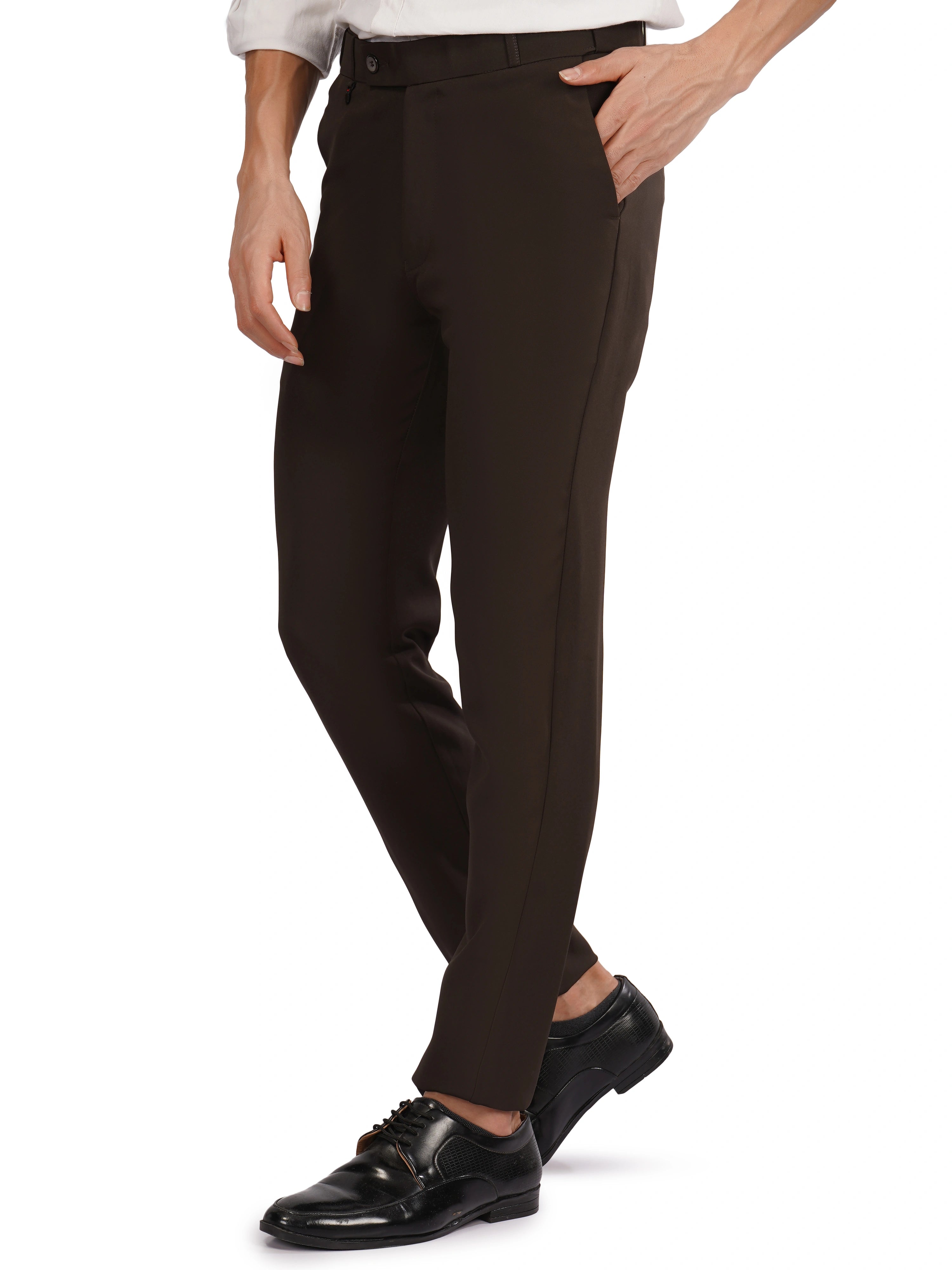 Flexi Belt Regular Fit Stretchable Formal Pant – Mocha Brown