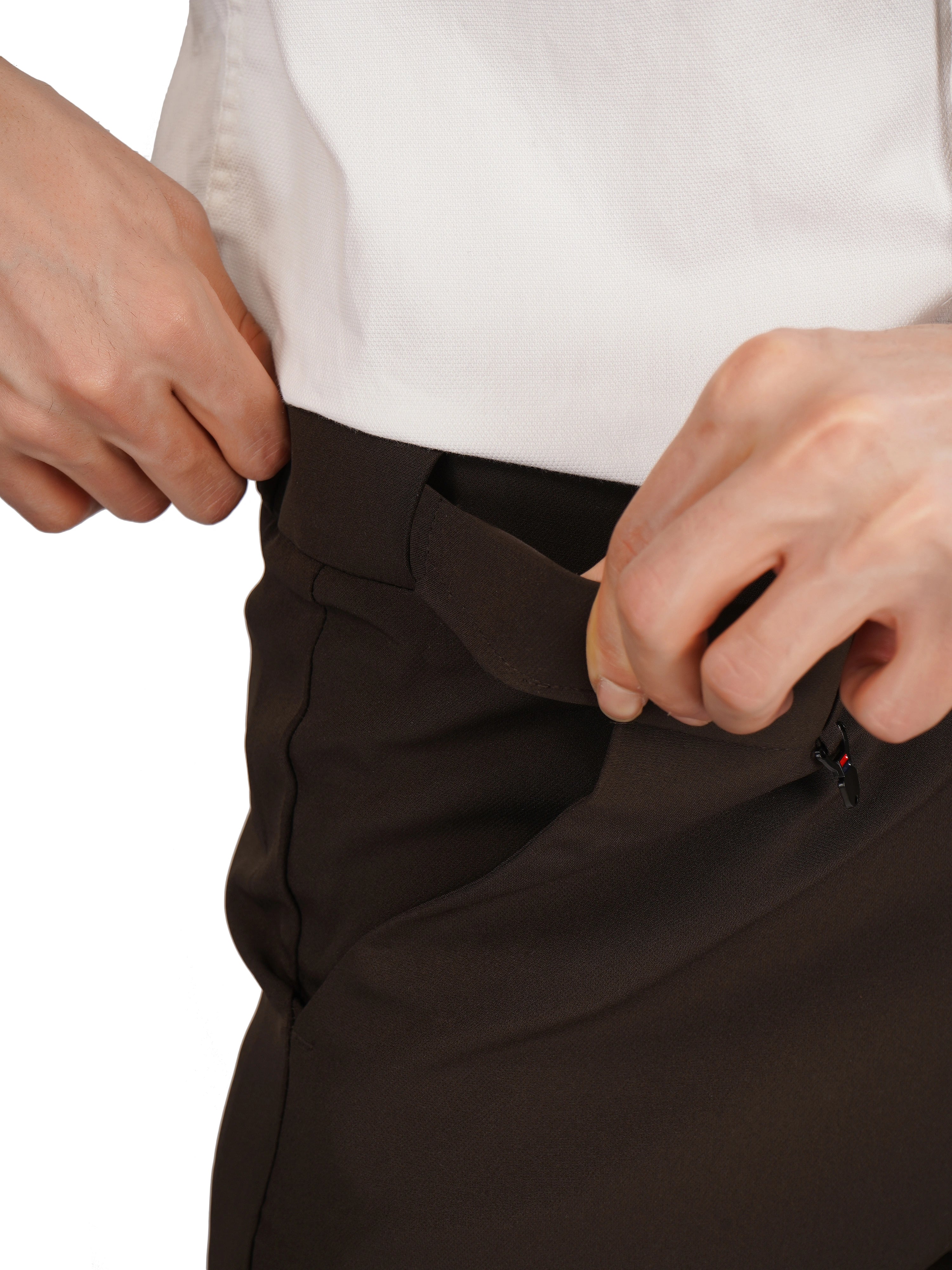Flexi Belt Regular Fit Stretchable Formal Pant – Mocha Brown