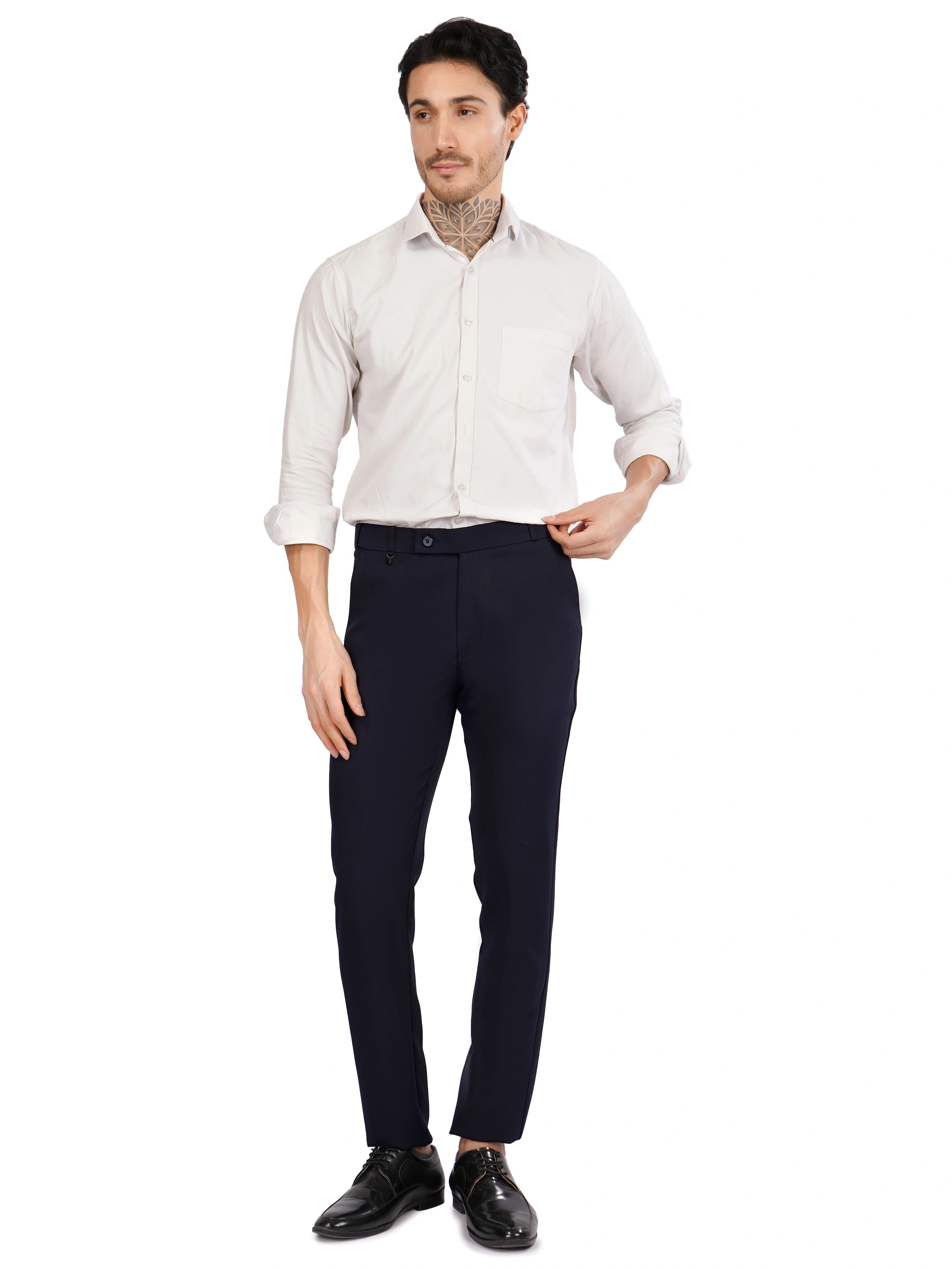 Flexi Belt Regular Fit Stretchable Formal Pant – Ocean Navy