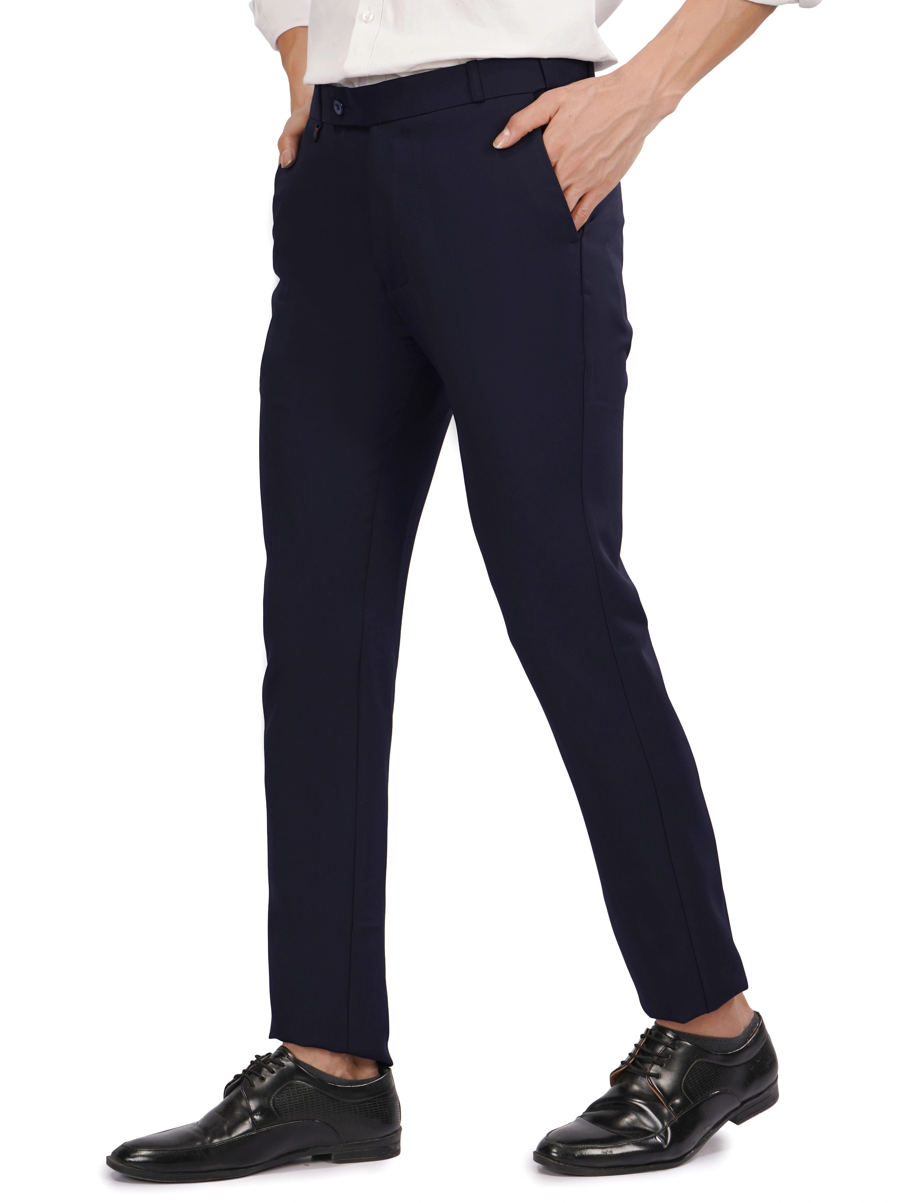 Flexi Belt Regular Fit Stretchable Formal Pant – Ocean Navy