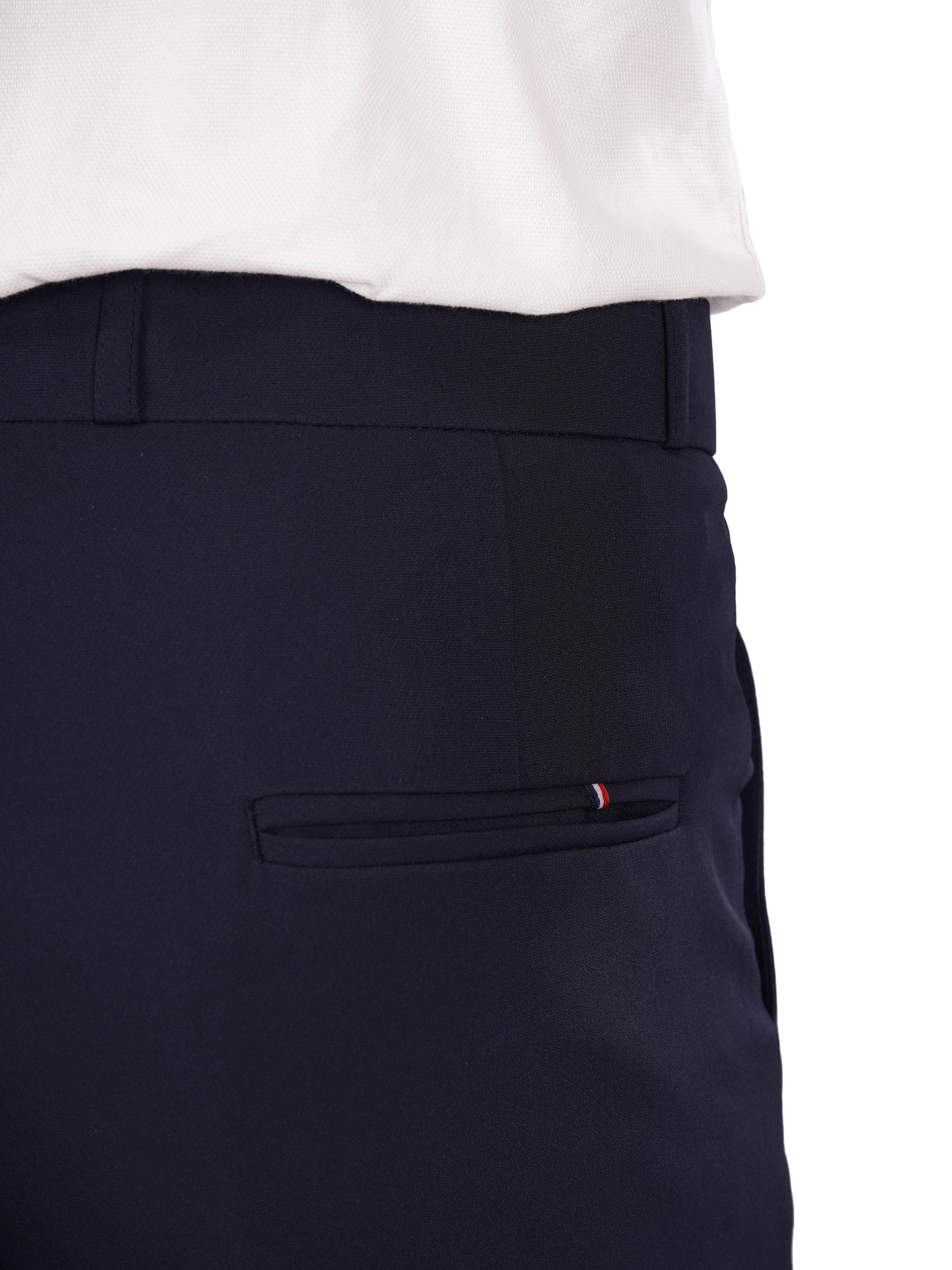 FLAKED FLEXI BELT REGULAR FIT STRETCHABLE FORMAL PANTS OCEAN NAVY