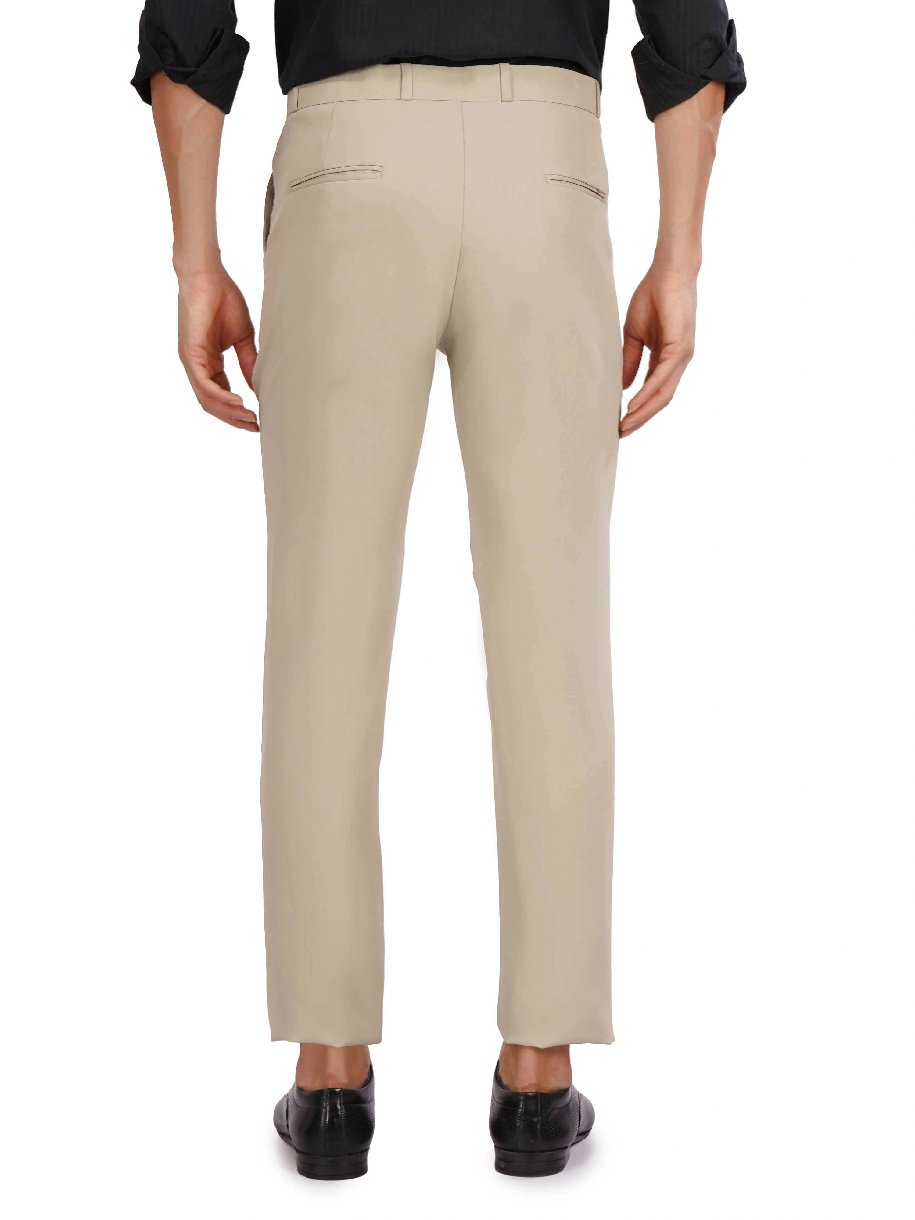 Flexi Belt Regular Fit Stretchable Formal Pant – Sand Beige