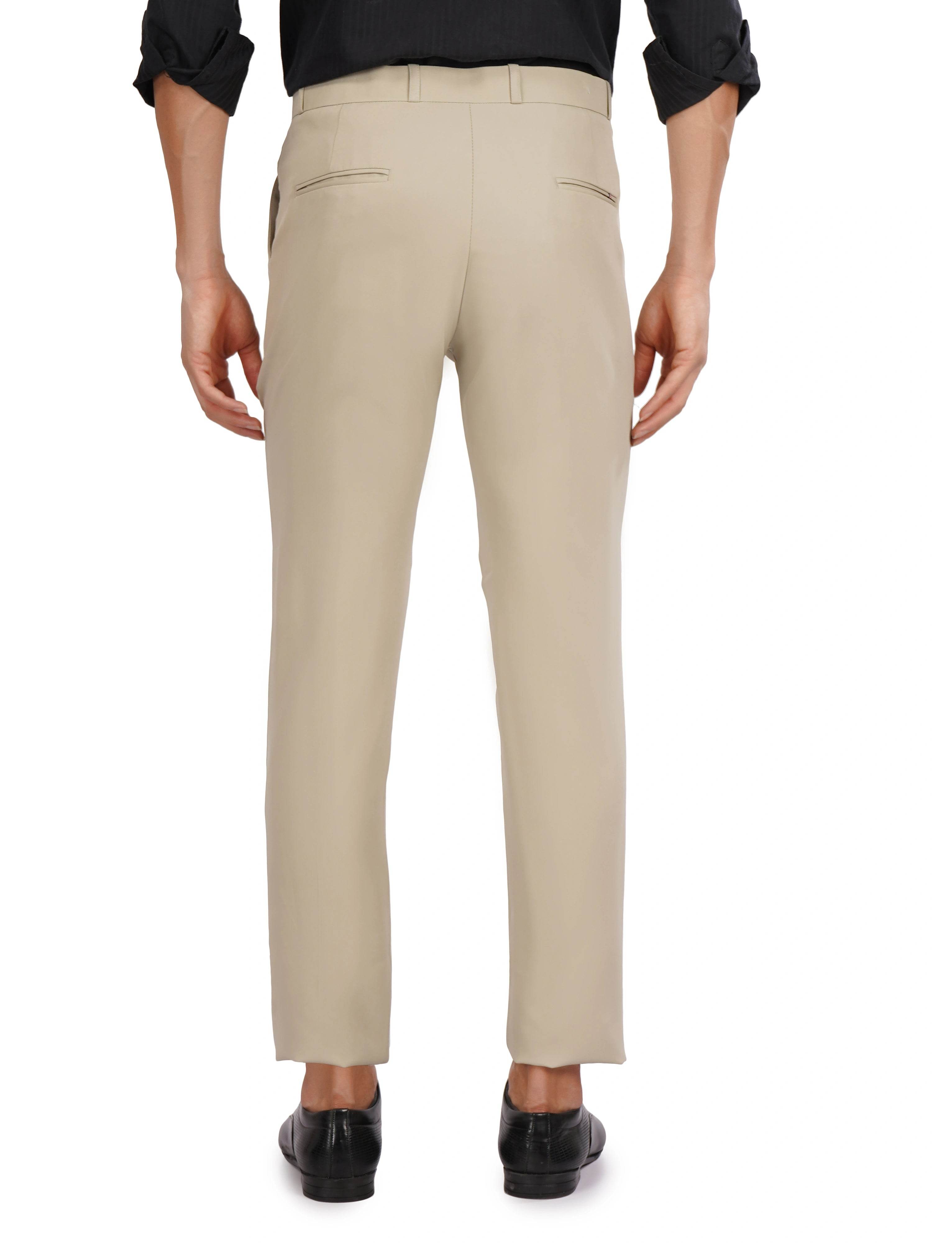 Flexi Belt Regular Fit Stretchable Formal Pant – Sand Beige - Flaked