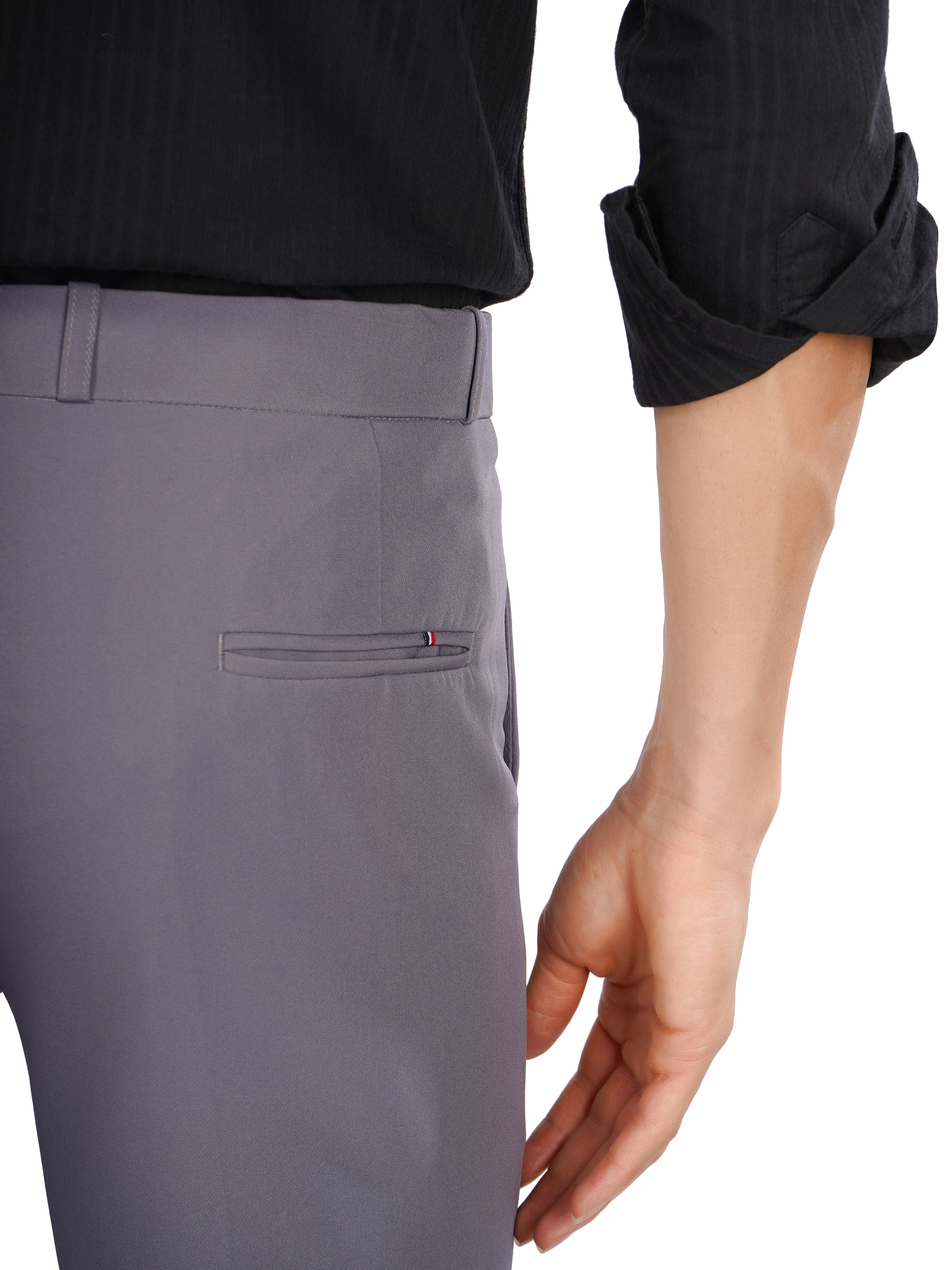 Flexi Belt Regular Fit Stretchable Formal Pant – Slate Grey