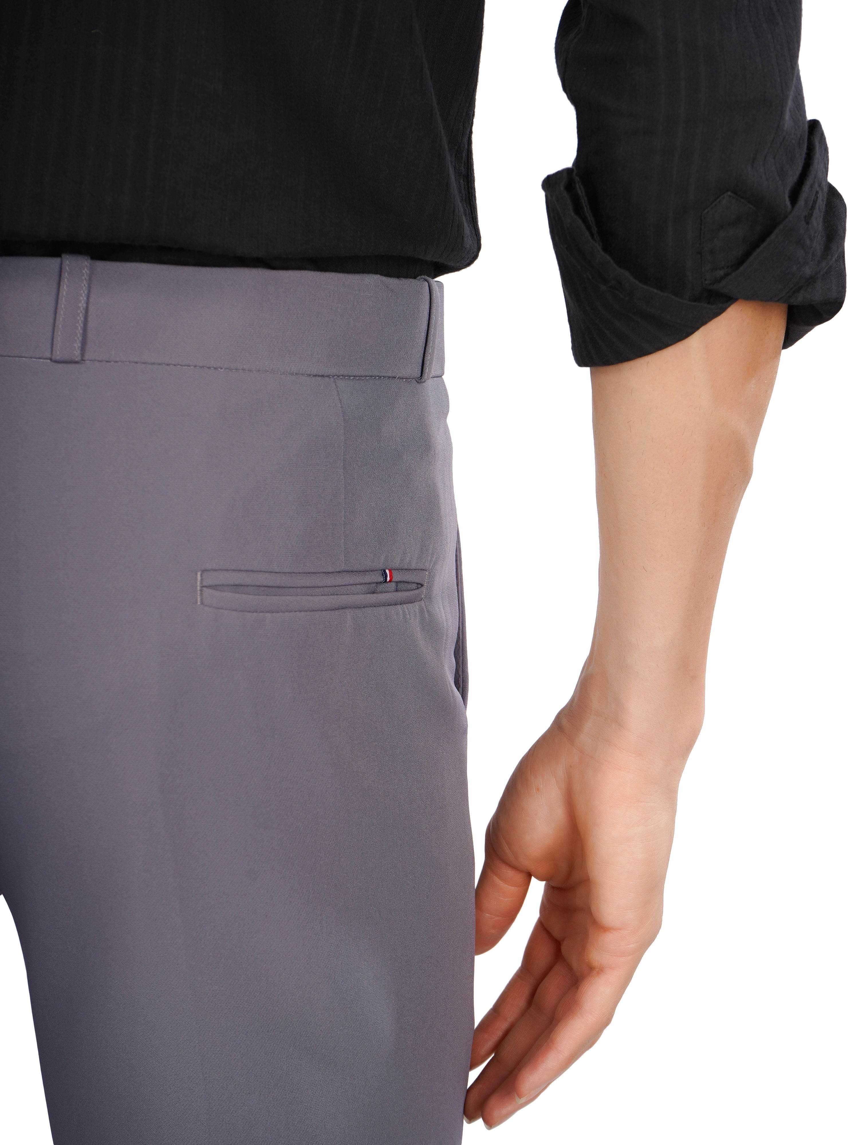 Flexi Belt Regular Fit Stretchable Formal Pant – Slate Grey - Flaked