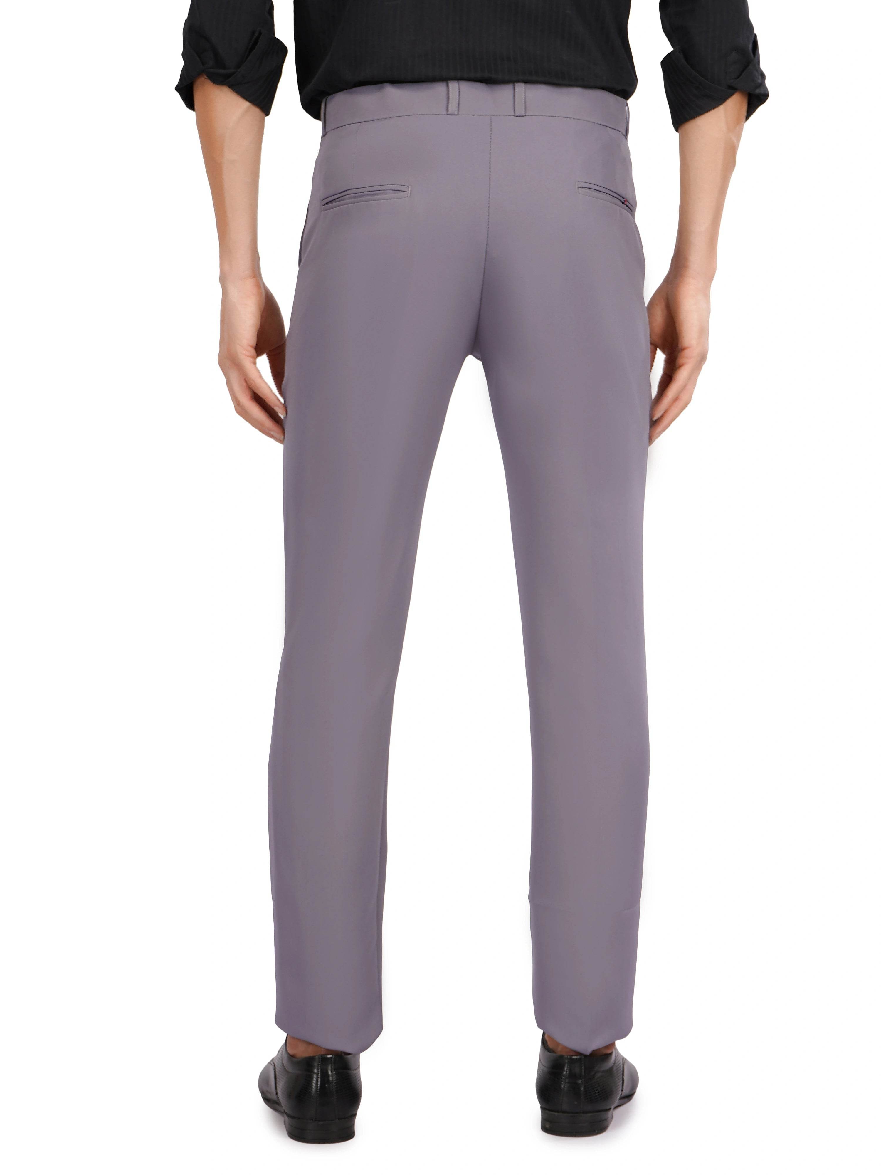 Flexi Belt Regular Fit Stretchable Formal Pant – Slate Grey - Flaked