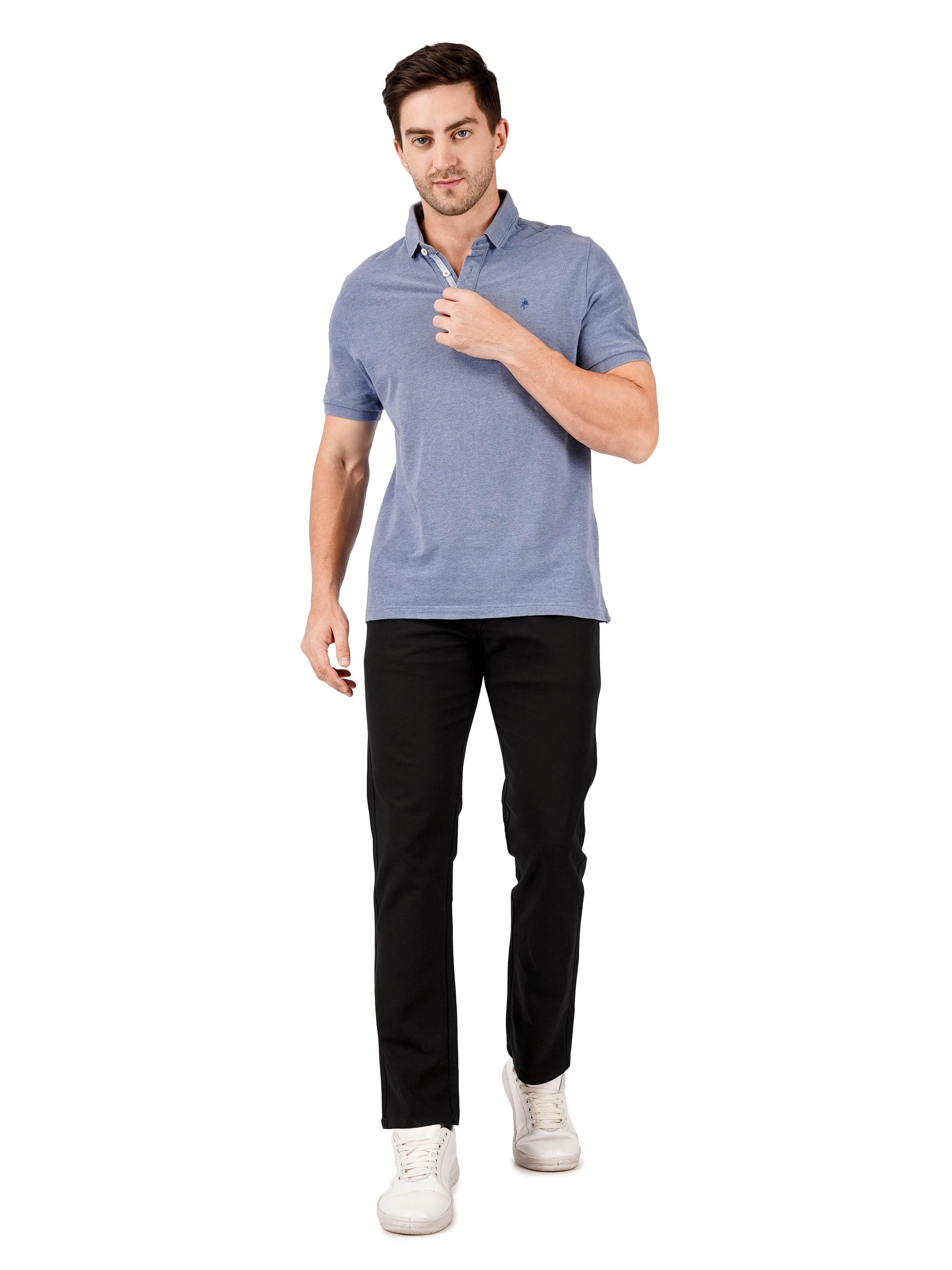 Organic Cotton Regular Fit Stretchable Trouser – Charcoal Black - Flaked