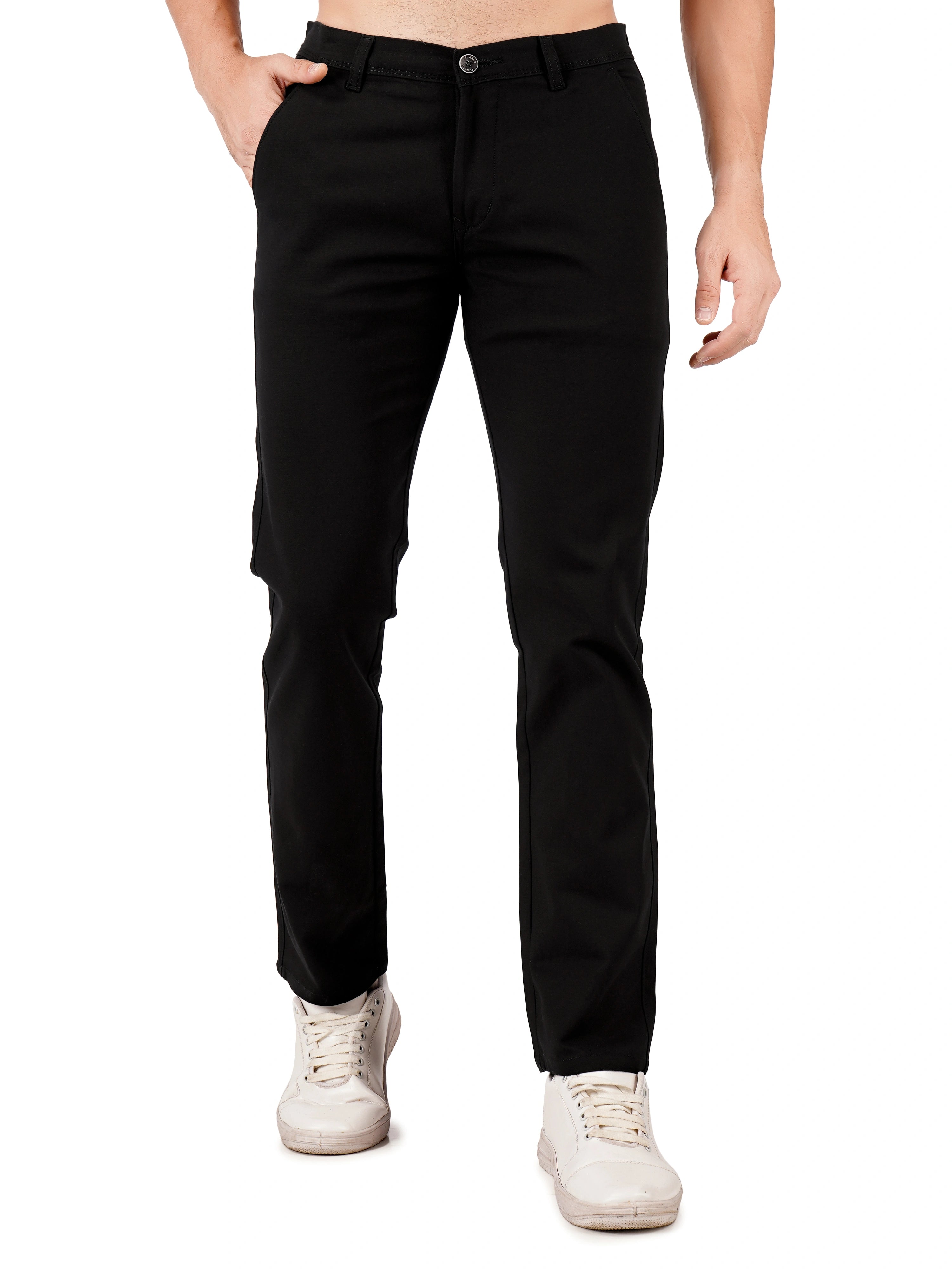 Premium Cotton Regular Fit Stretchable Trouser – Charcoal Black