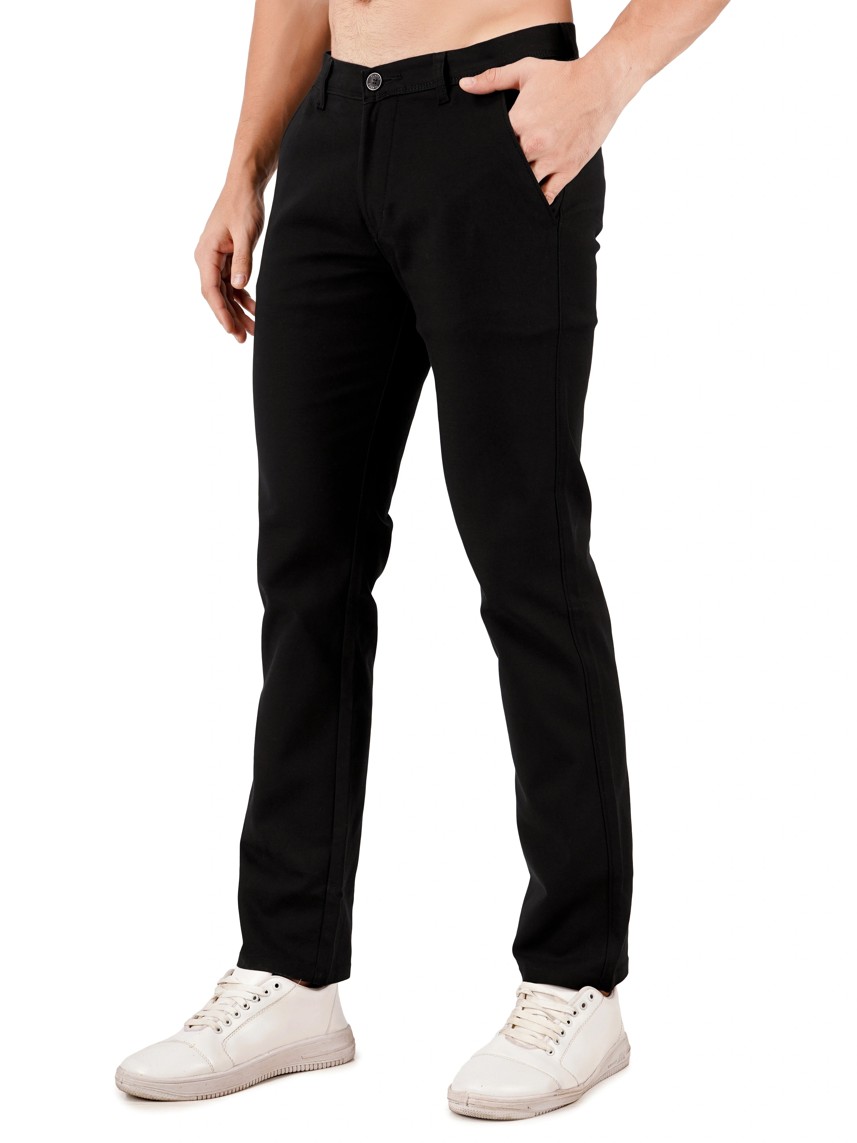 Premium Cotton Regular Fit Stretchable Trouser – Charcoal Black