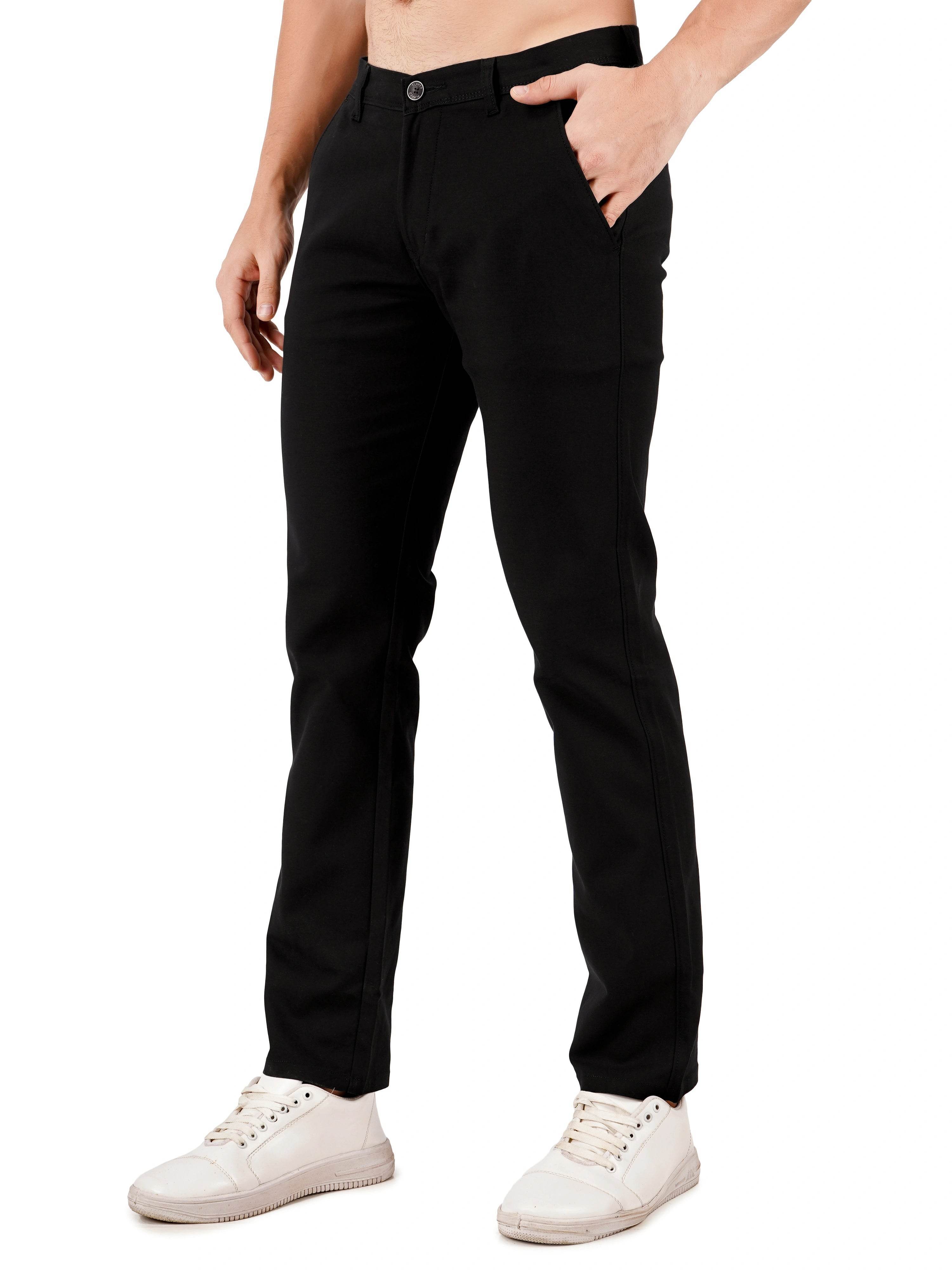 Organic Cotton Regular Fit Stretchable Trouser – Charcoal Black - Flaked