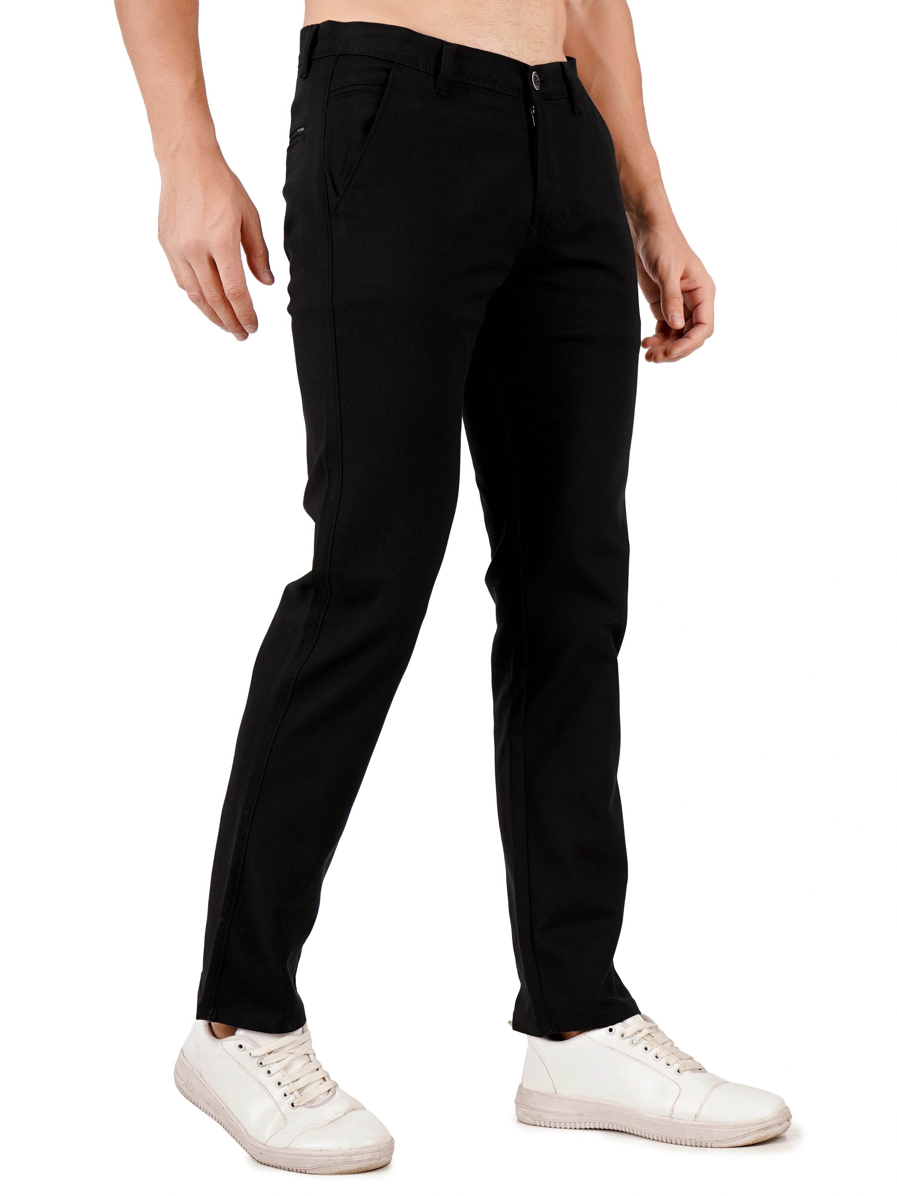 Organic Cotton Regular Fit Stretchable Trouser – Charcoal Black - Flaked