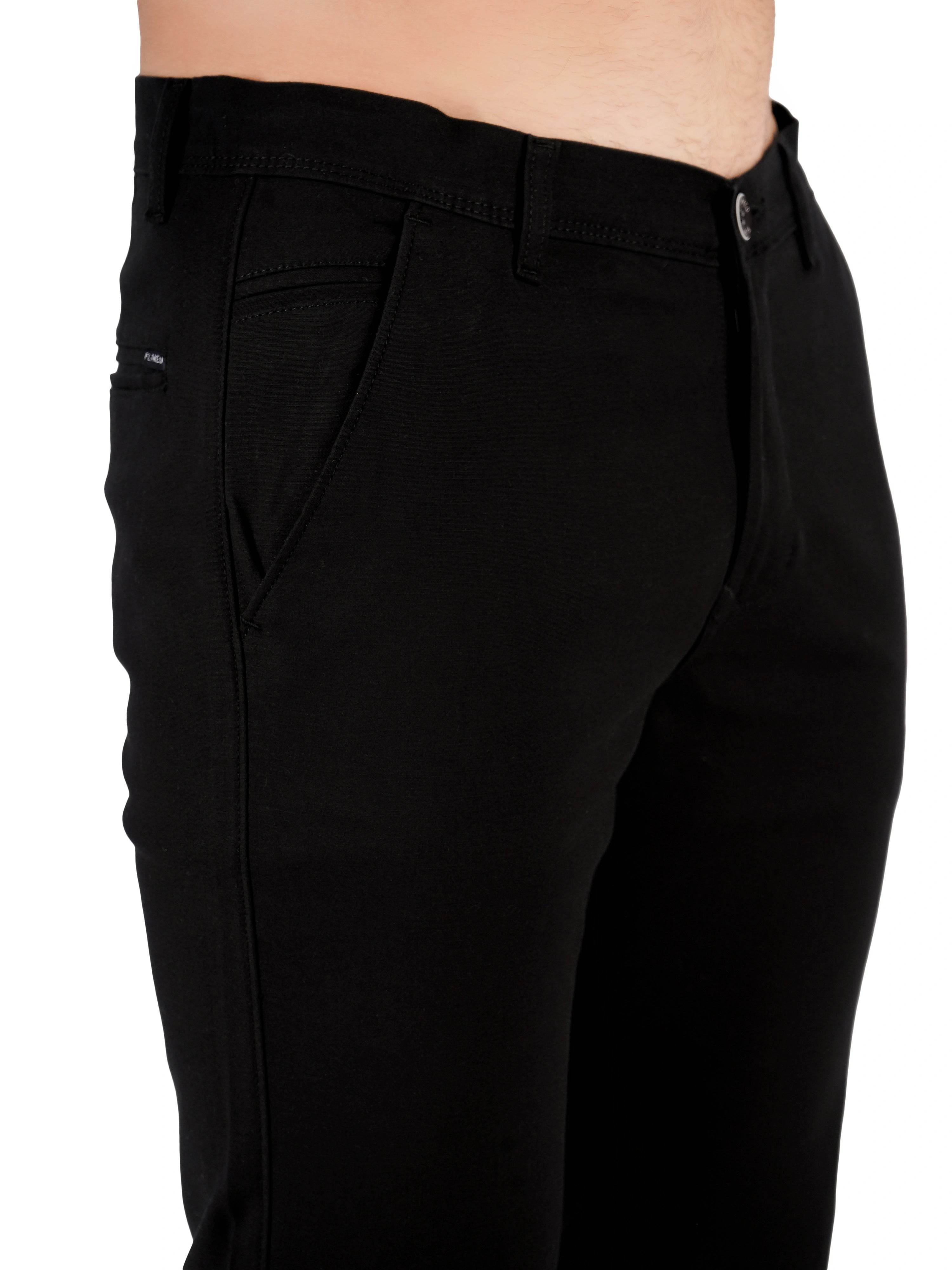 Organic Cotton Regular Fit Stretchable Trouser – Charcoal Black - Flaked