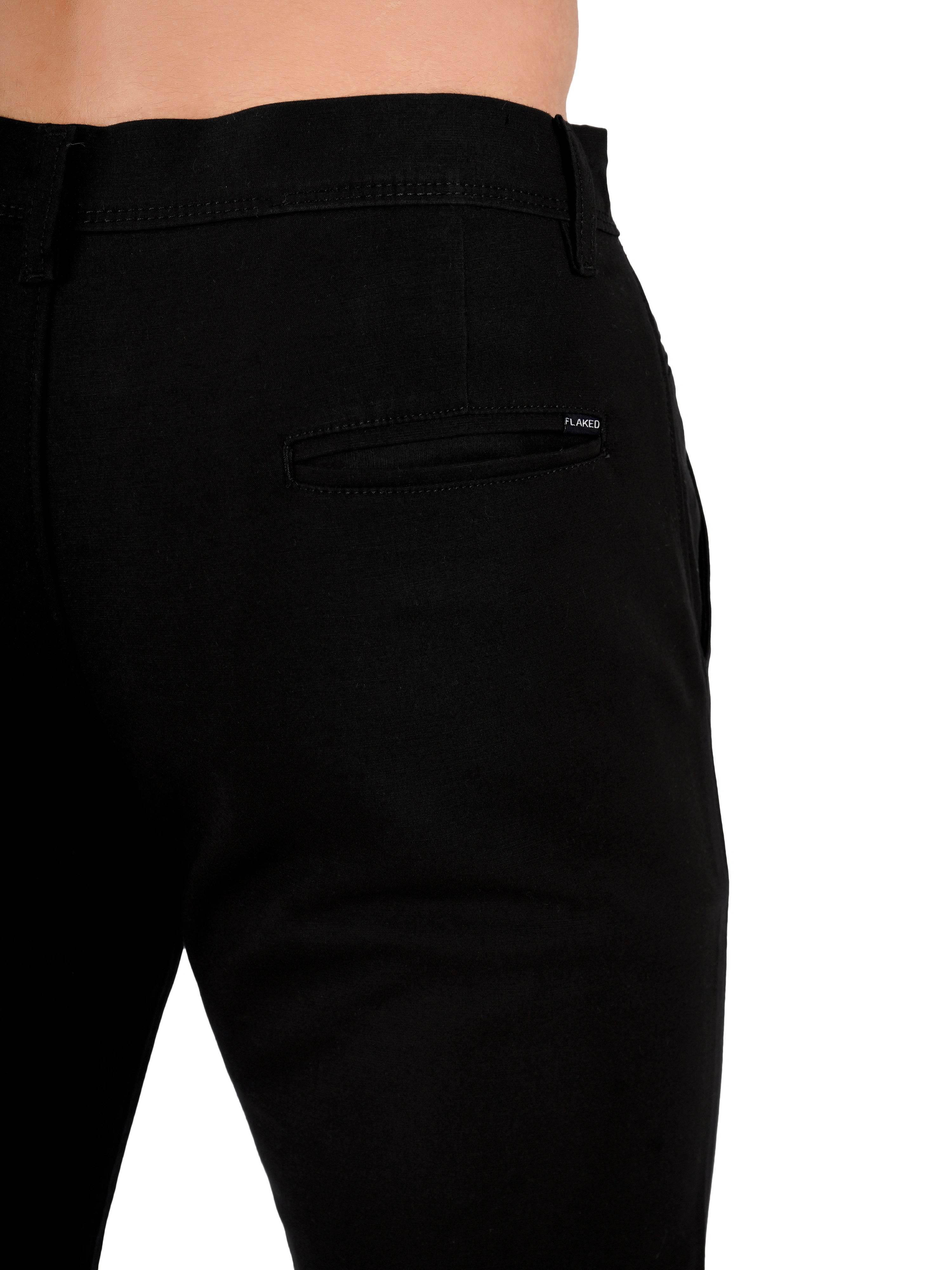Organic Cotton Regular Fit Stretchable Trouser – Charcoal Black - Flaked