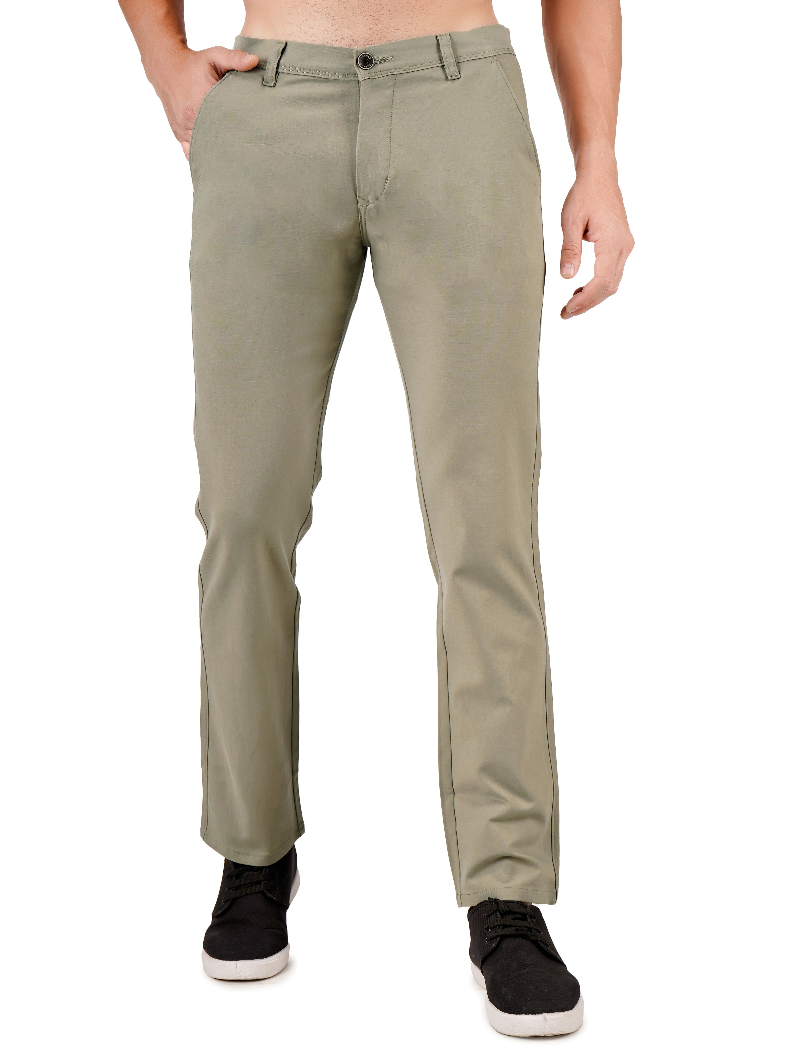 Premium Cotton Regular Fit Stretchable Trouser – Sage Green