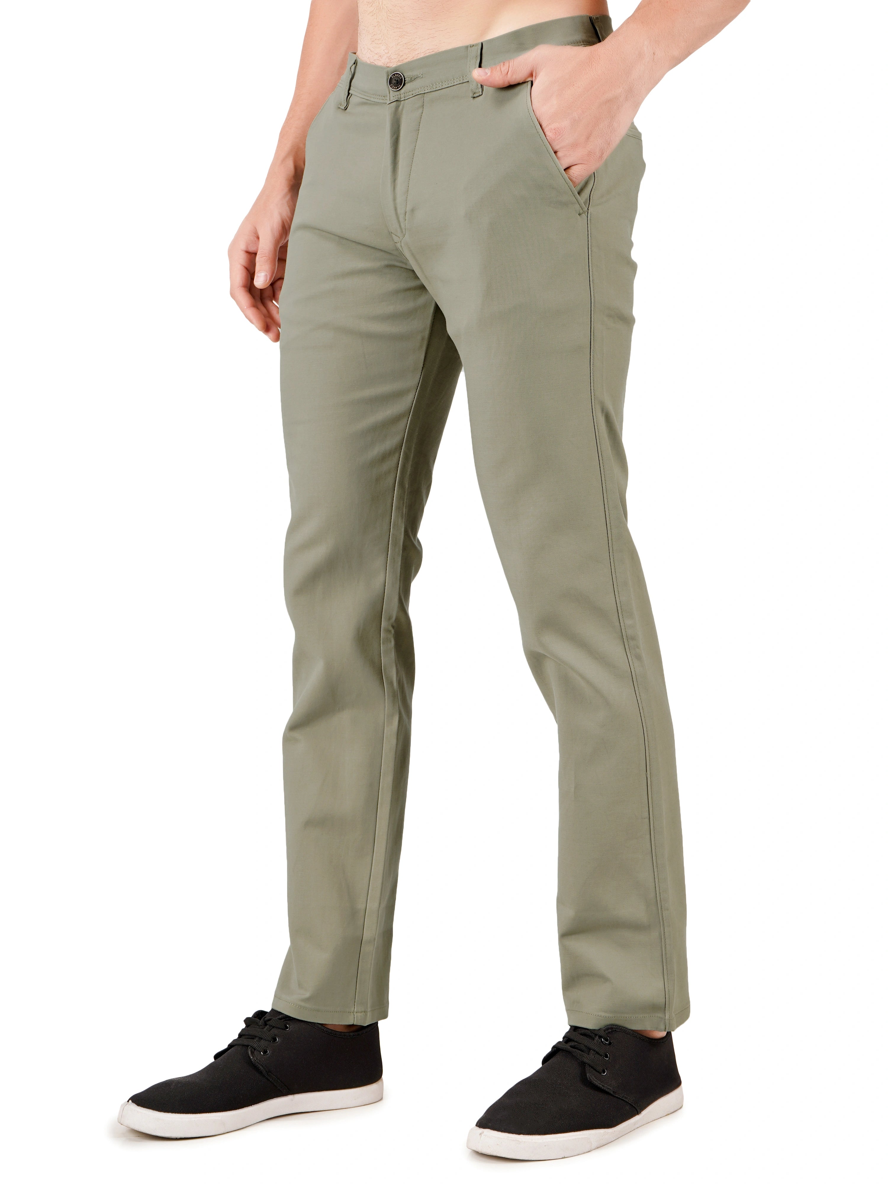 Premium Cotton Regular Fit Stretchable Trouser – Sage Green