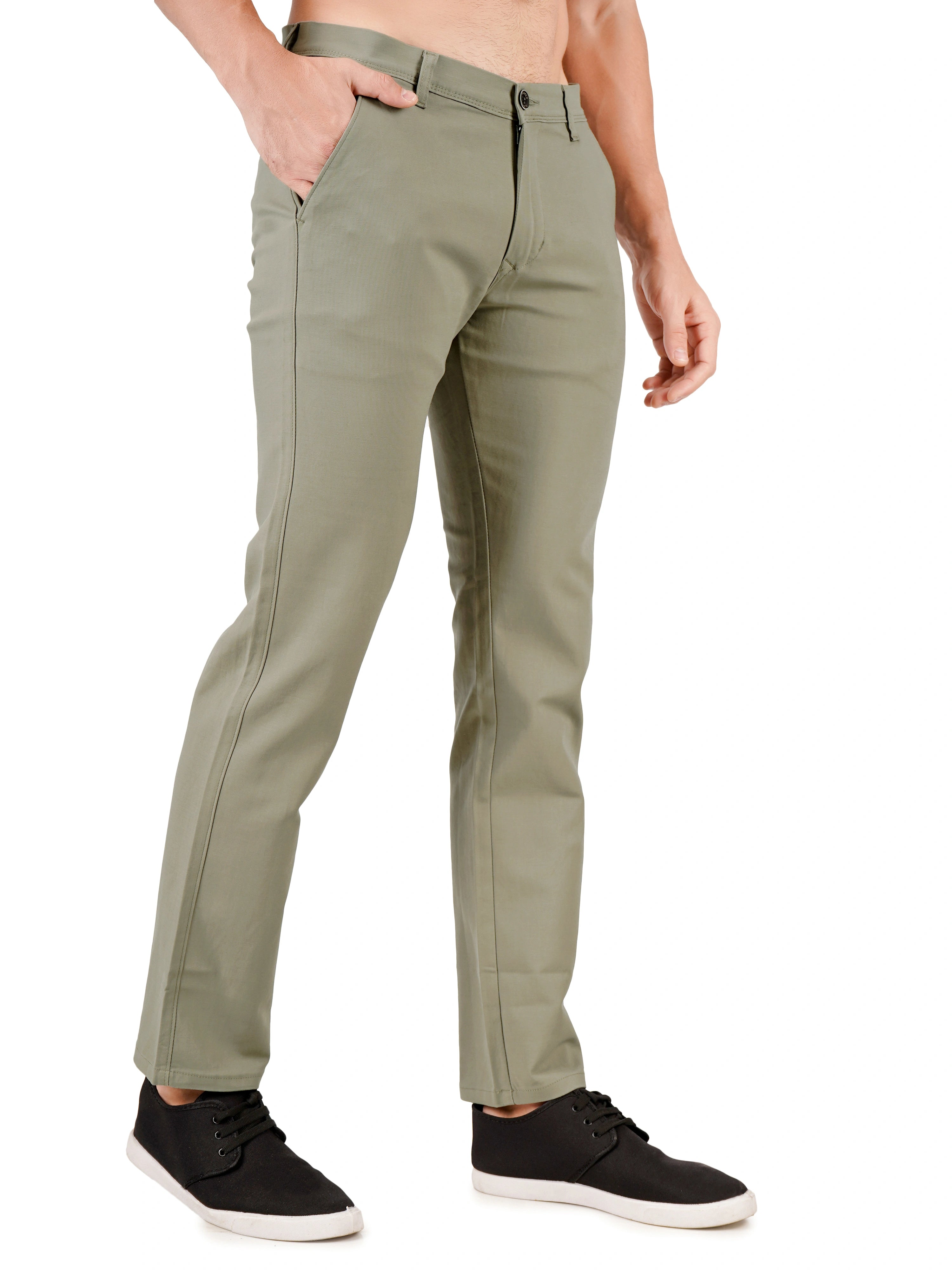 Premium Cotton Regular Fit Stretchable Trouser – Sage Green