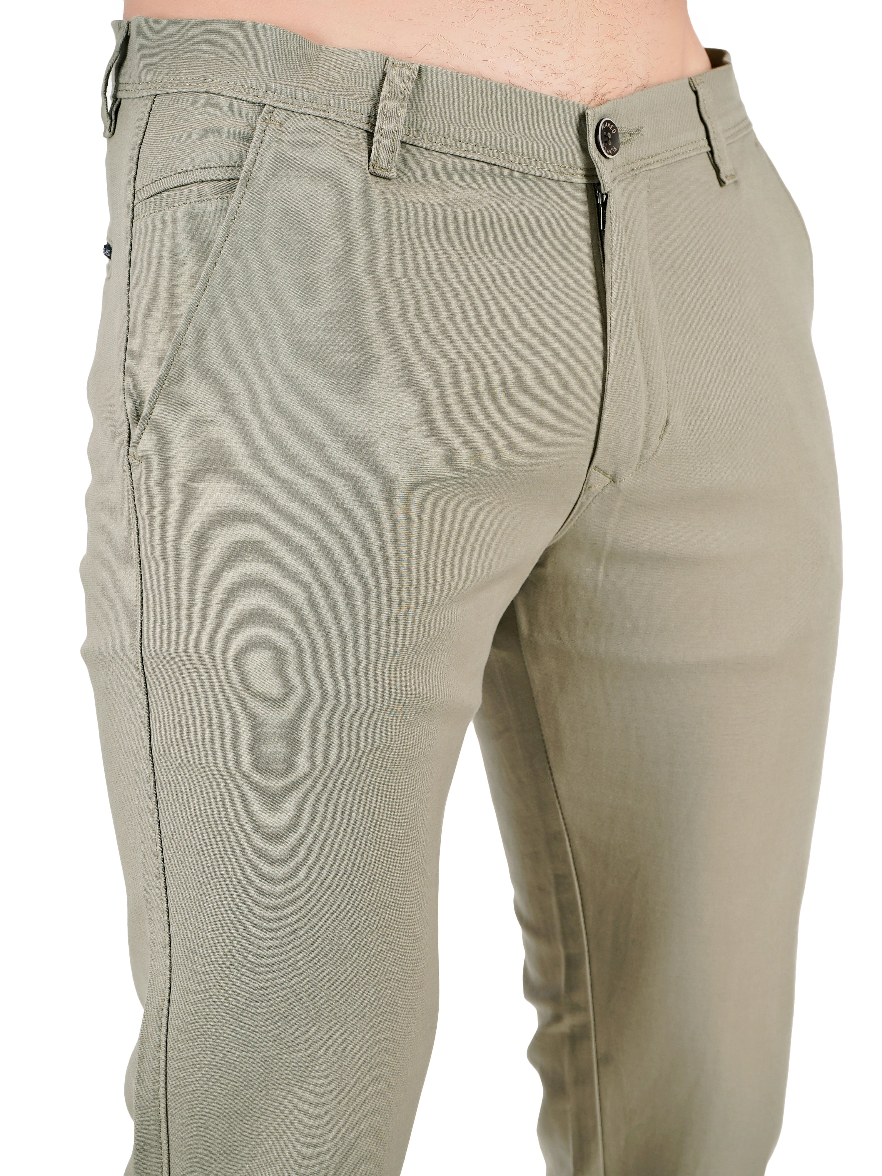 Premium Cotton Regular Fit Stretchable Trouser – Sage Green