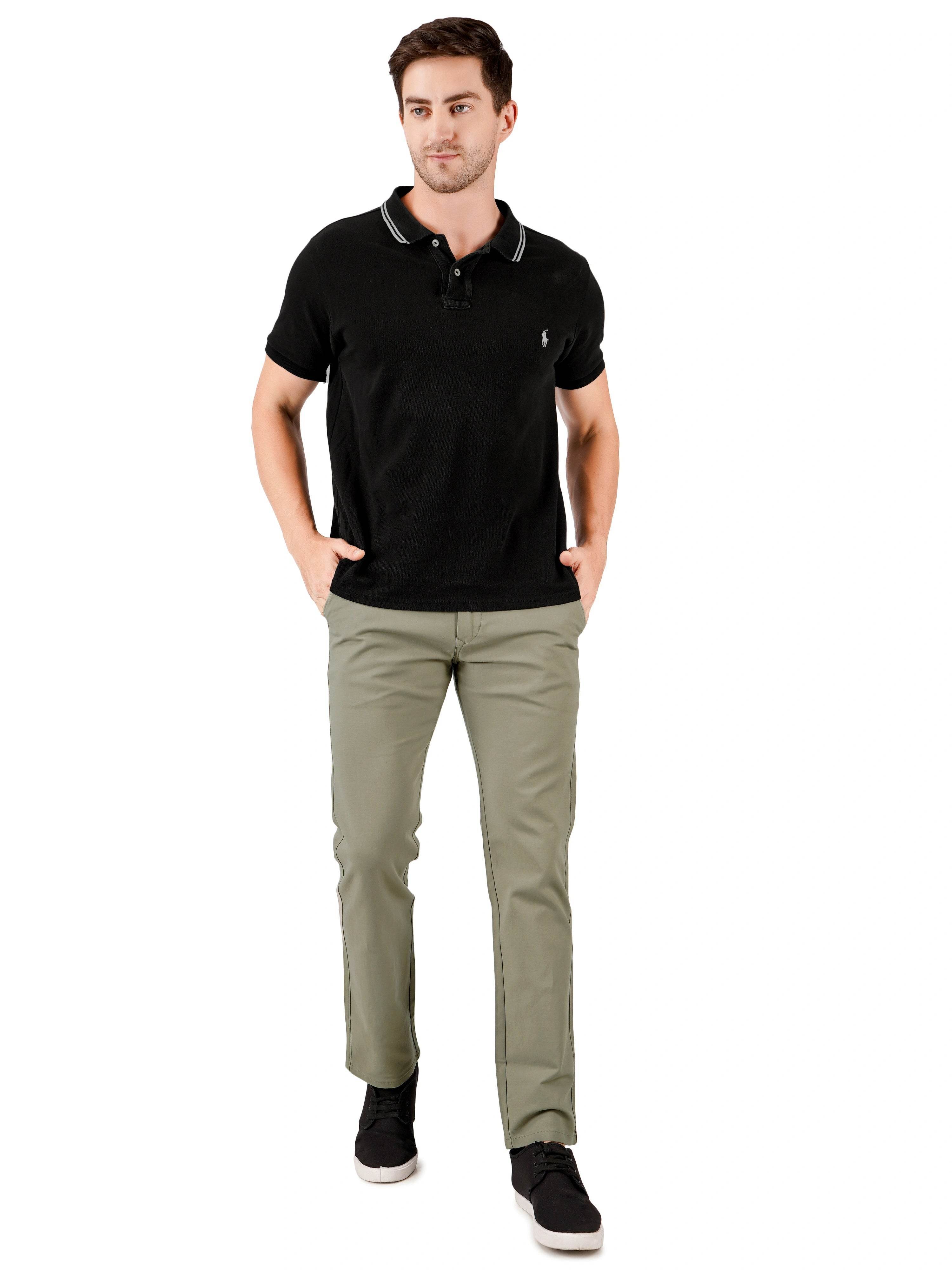 Organic Cotton Regular Fit Stretchable Trouser – Sage Green - Flaked