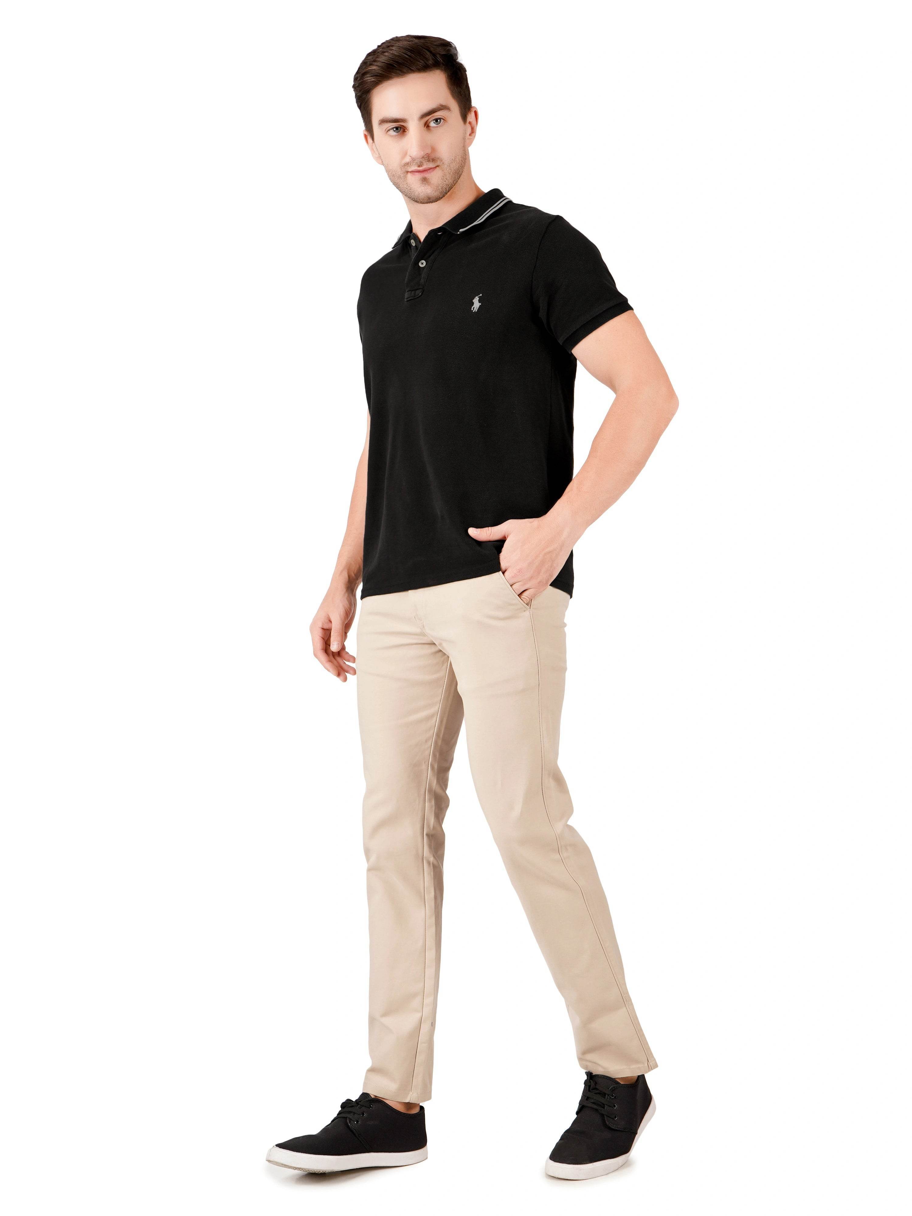 Organic Cotton Regular Fit Stretchable Trouser – Sandstone - Flaked