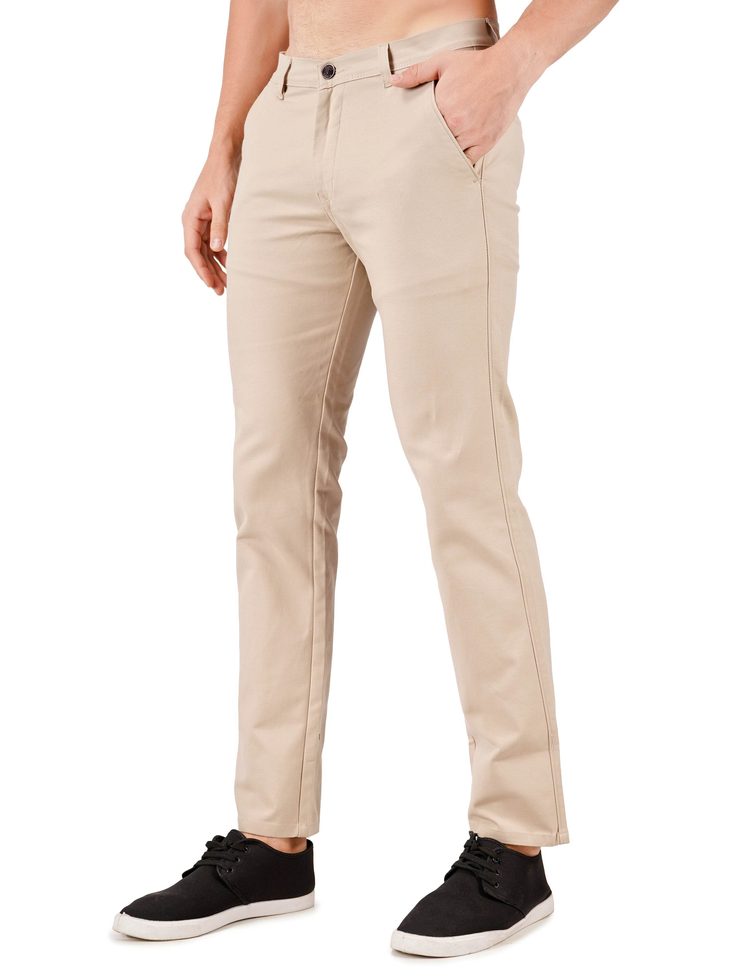 Organic Cotton Regular Fit Stretchable Trouser – Sandstone - Flaked