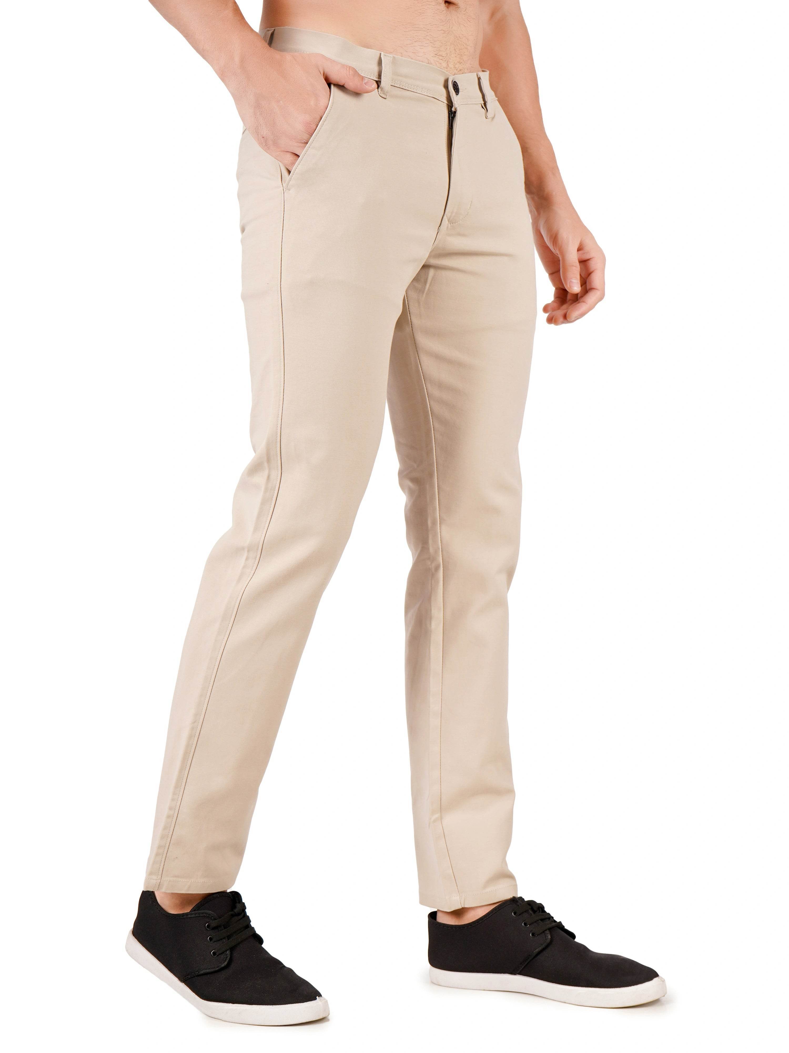 Organic Cotton Regular Fit Stretchable Trouser – Sandstone - Flaked