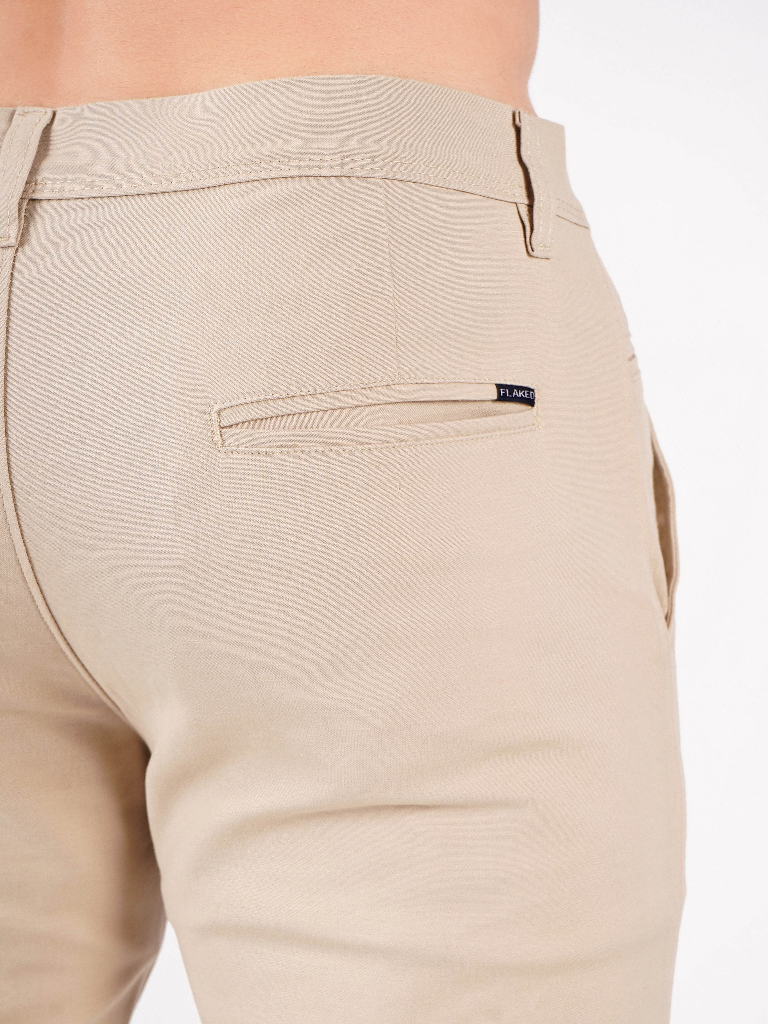 Organic Cotton Regular Fit Stretchable Trouser – Sandstone - Flaked