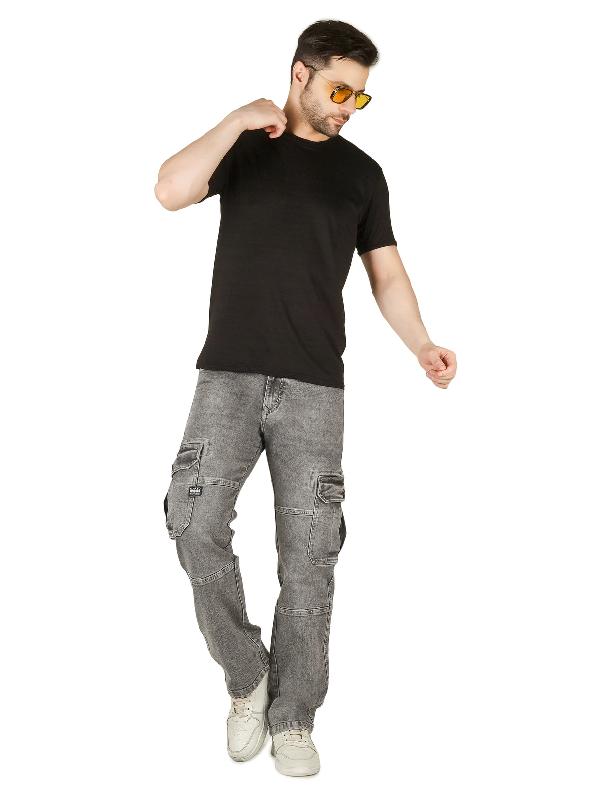 Denim Cargo Relaxed Fit Jeans - Cloud Grey