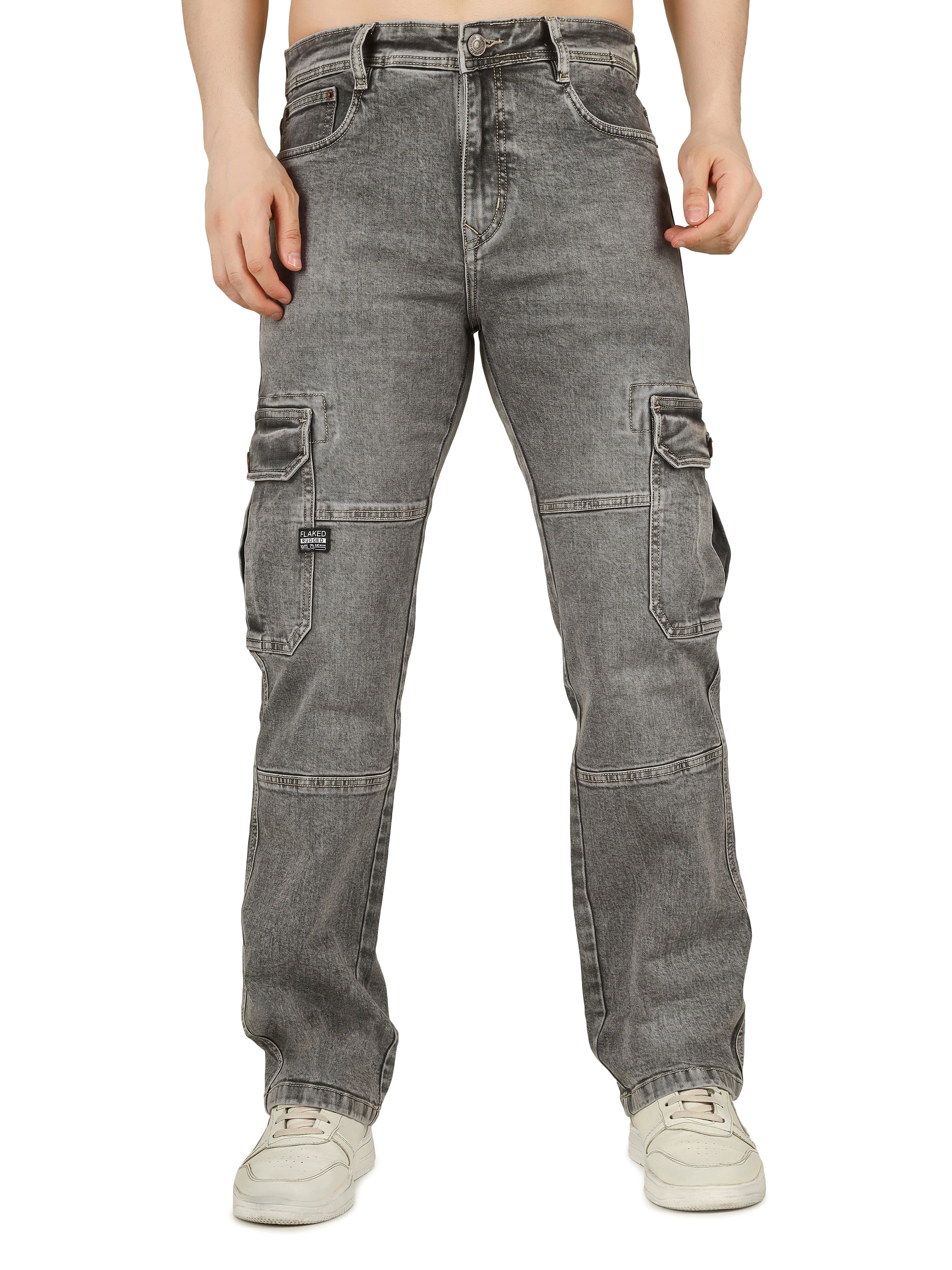 Denim Cargo Relaxed Fit Jeans - Cloud Grey