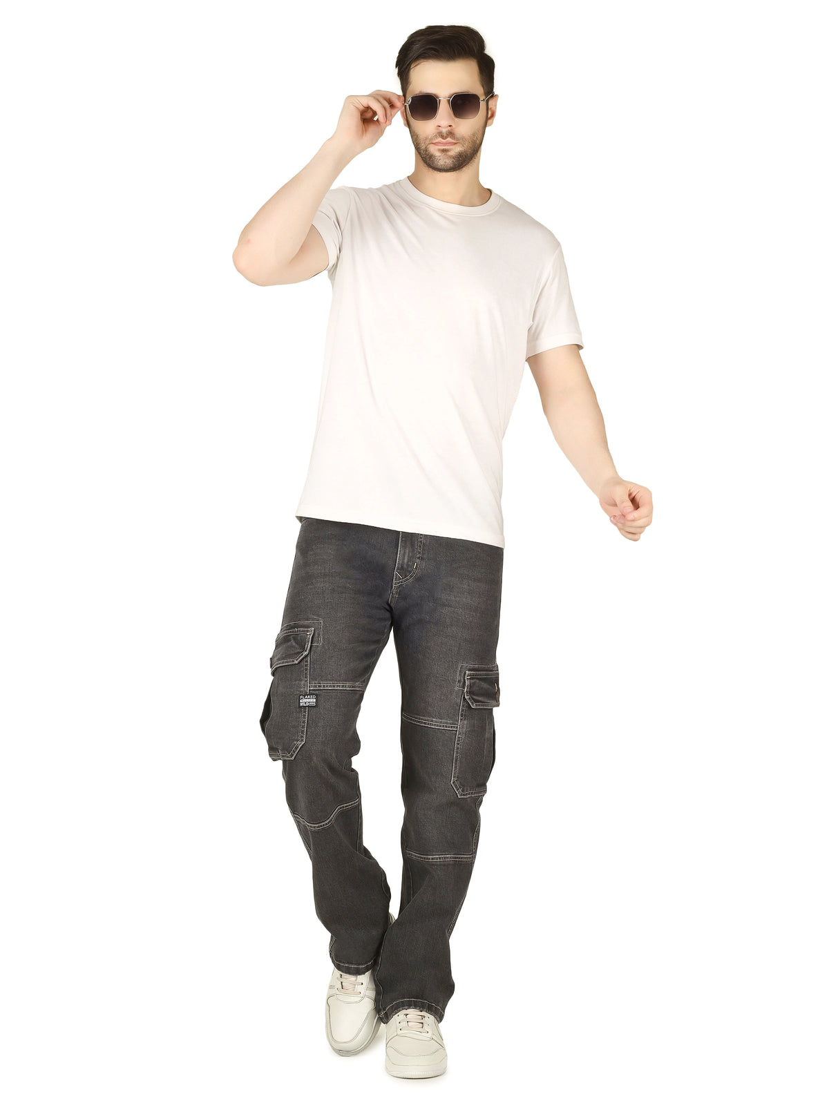 Denim Cargo Relaxed Fit Jeans - Charcoal Noir