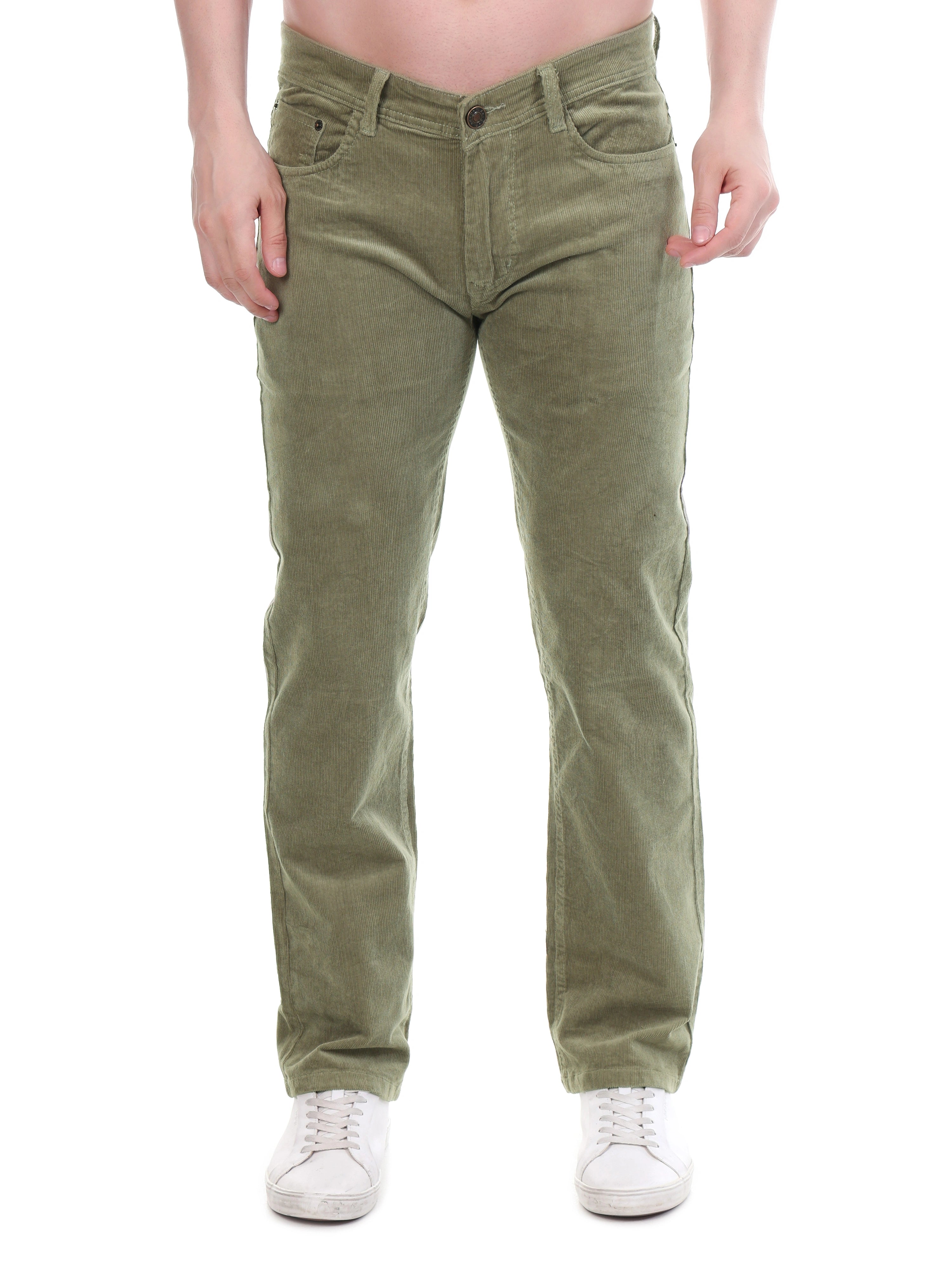 Corduroy Relaxed Fit Stretchable Jeans – Sage Green