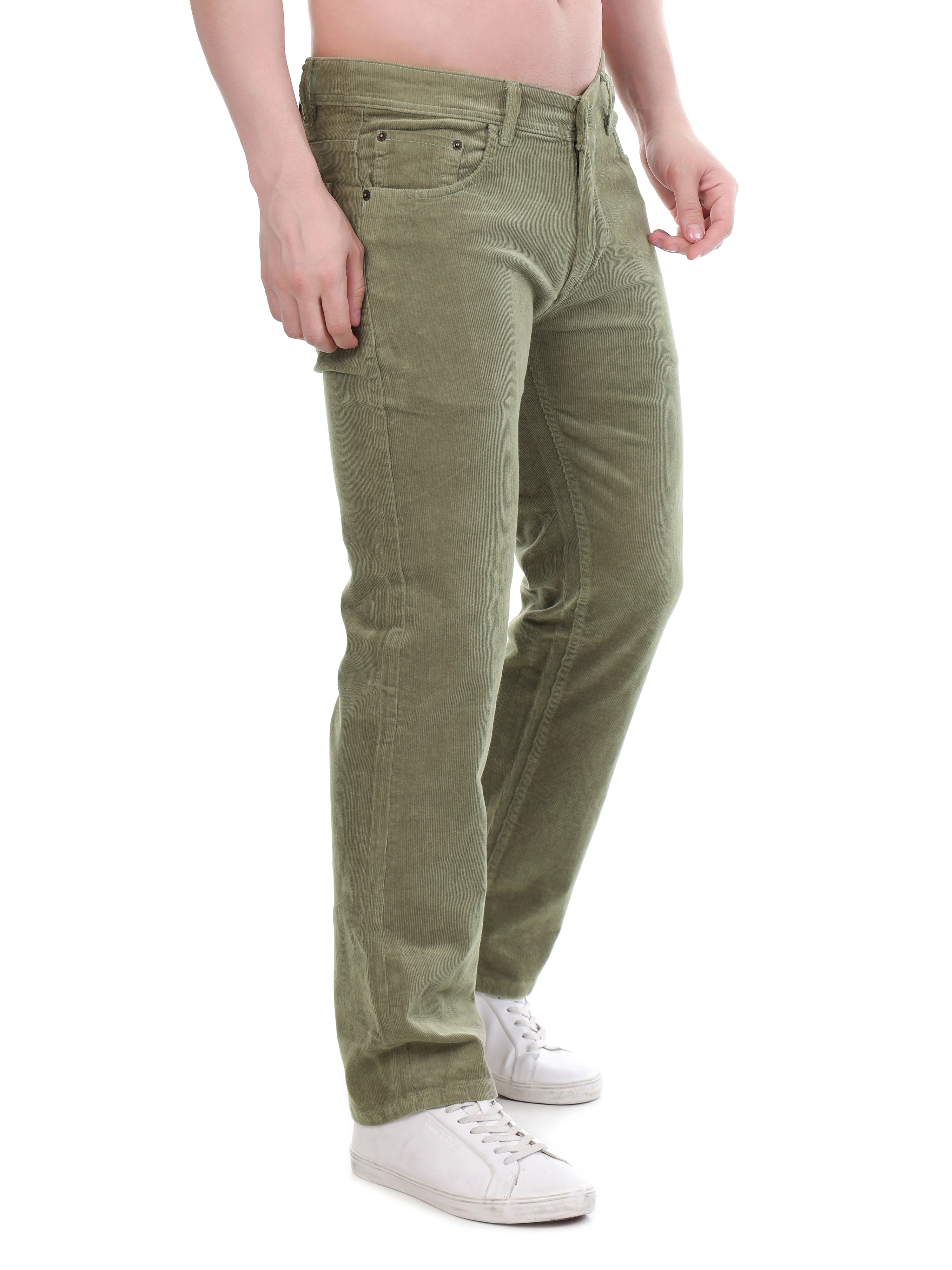 Corduroy Relaxed Fit Stretchable Jeans – Sage Green