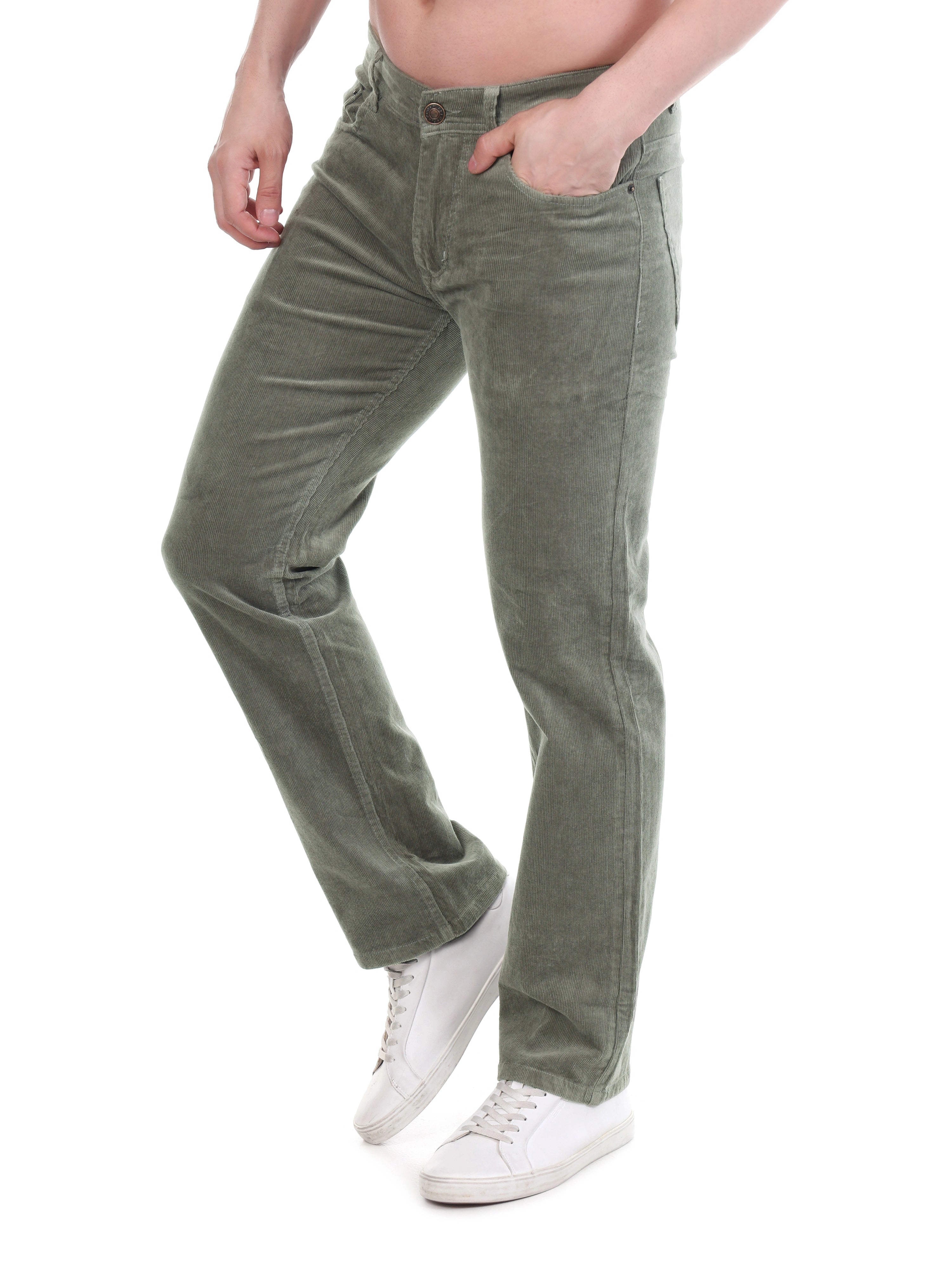 Corduroy Relaxed Fit Stretchable Jeans – Ash Grey
