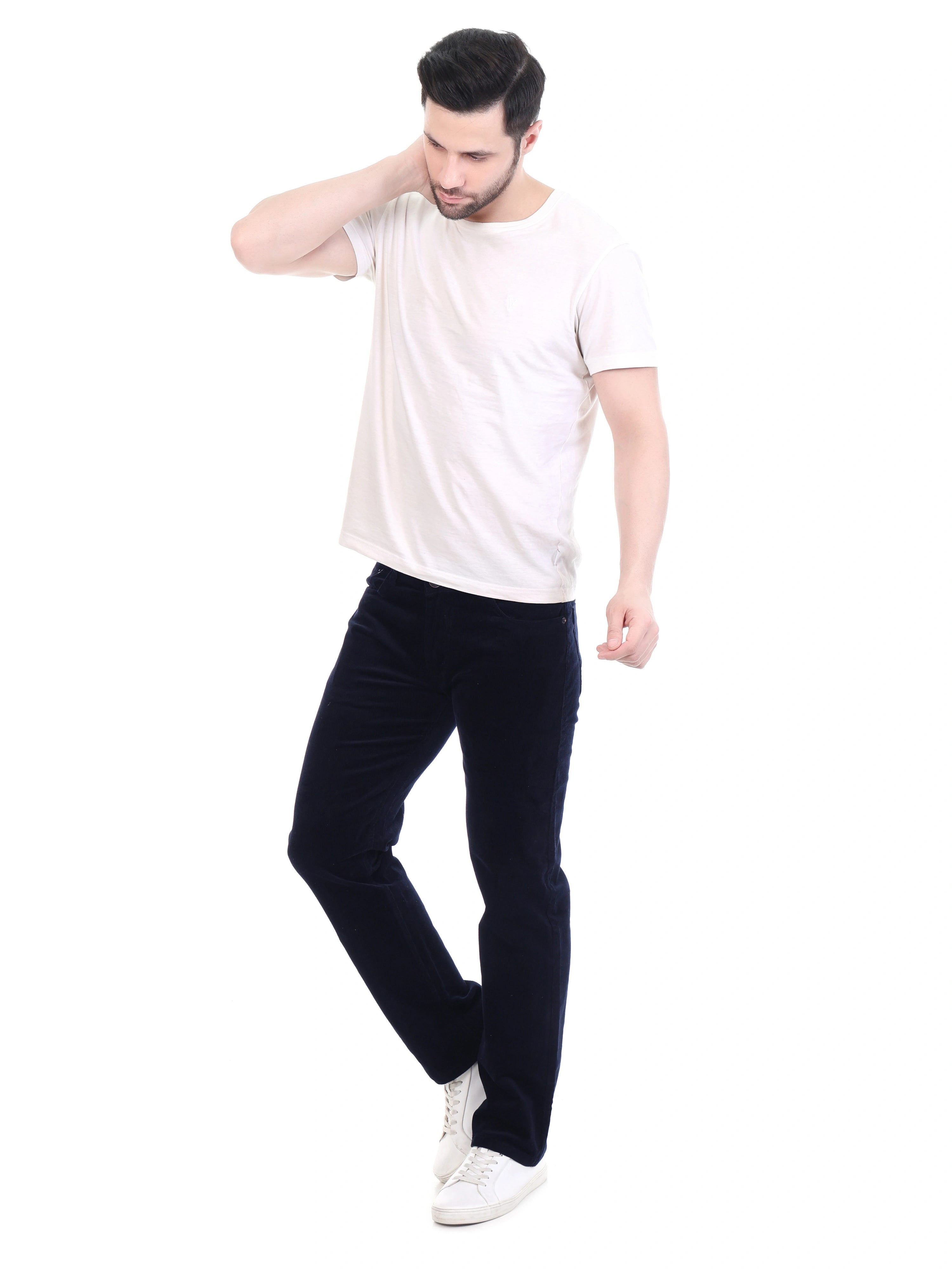 Corduroy Relaxed Fit Stretchable Jeans – Midnight Navy