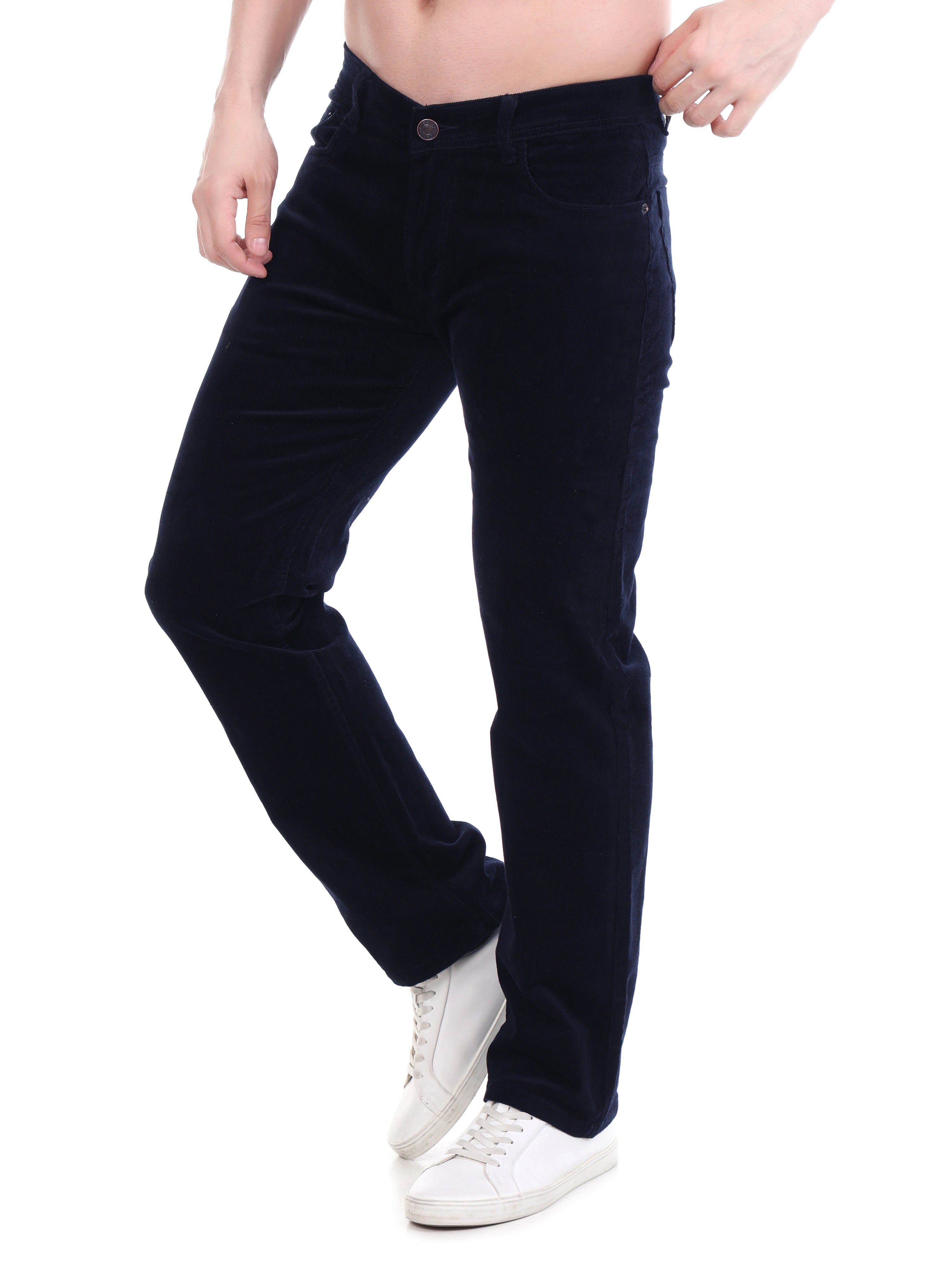 Corduroy Relaxed Fit Stretchable Jeans – Midnight Navy