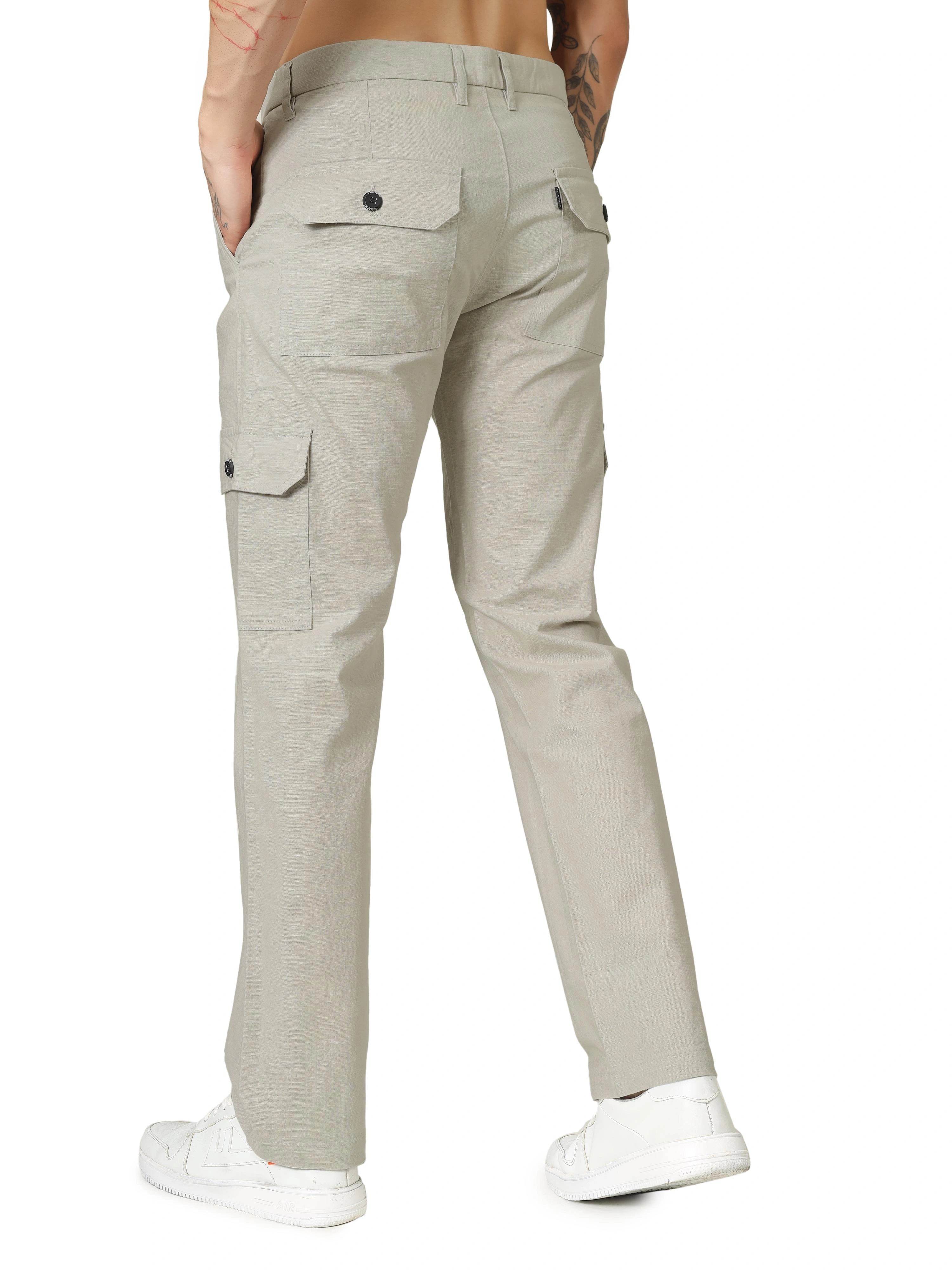 Linen Cargo Relaxed Fit - Light Beige - Flaked