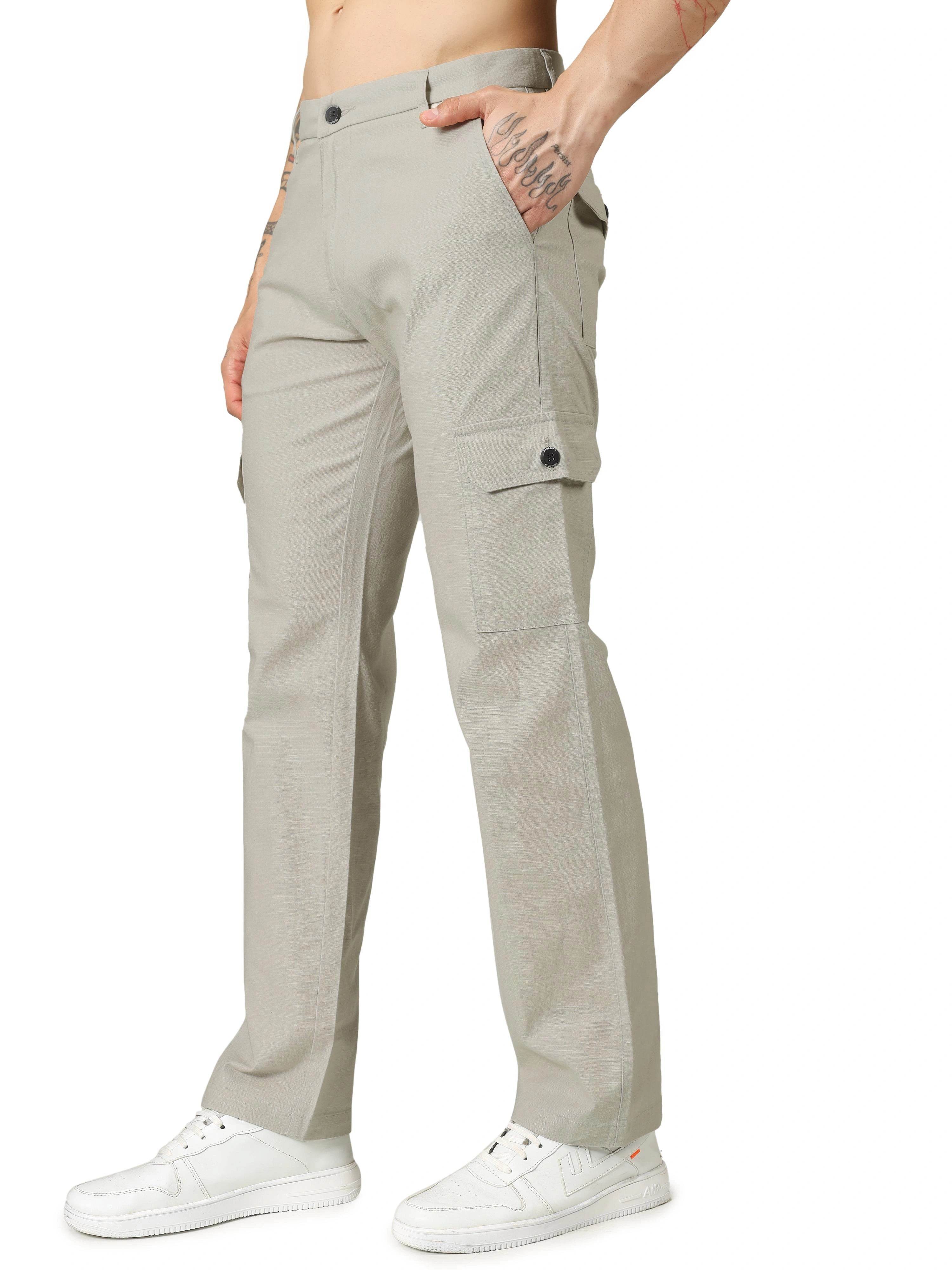Linen Cargo Relaxed Fit - Light Beige - Flaked
