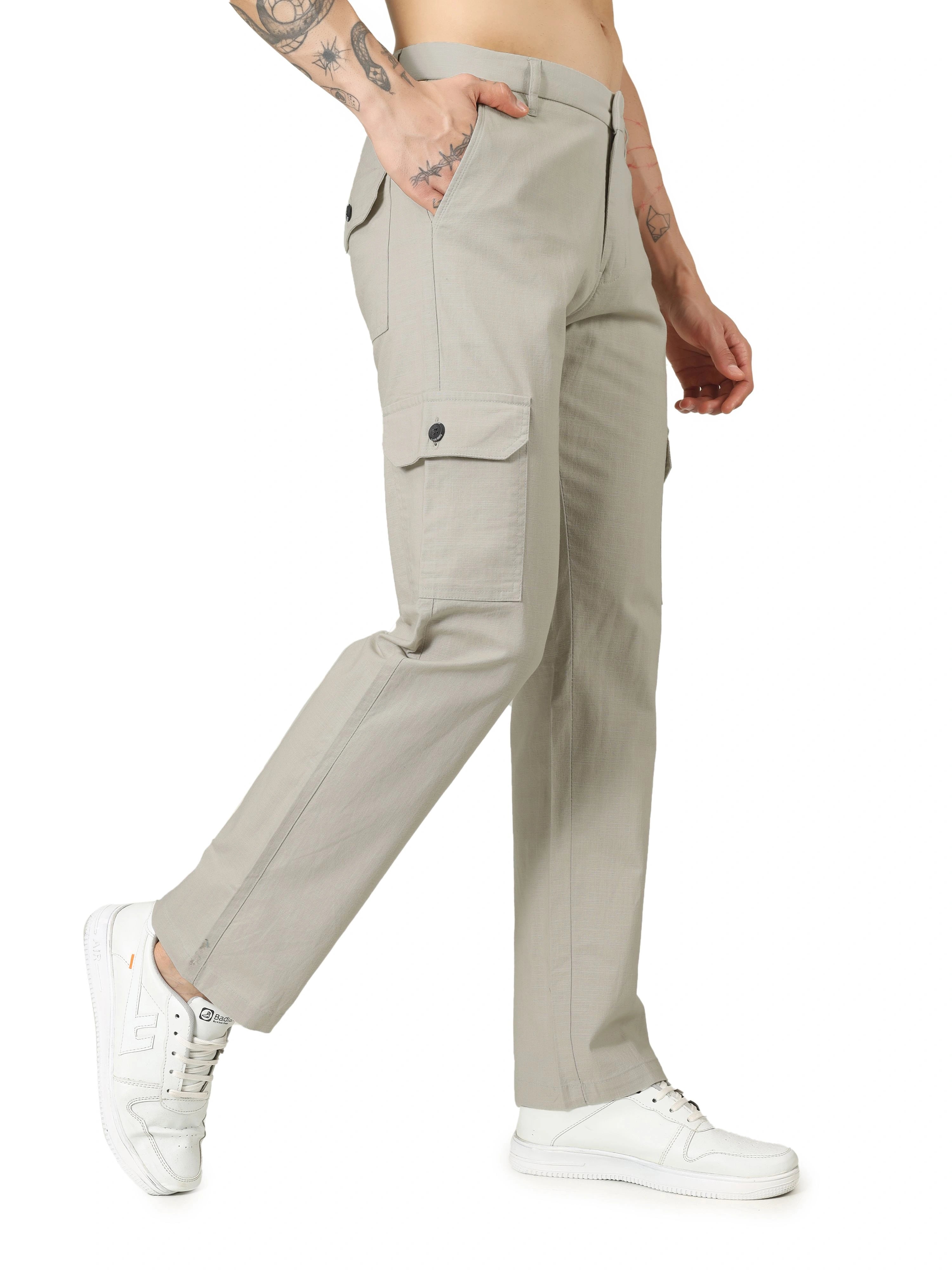 Linen Cargo Relaxed Fit - Light Beige