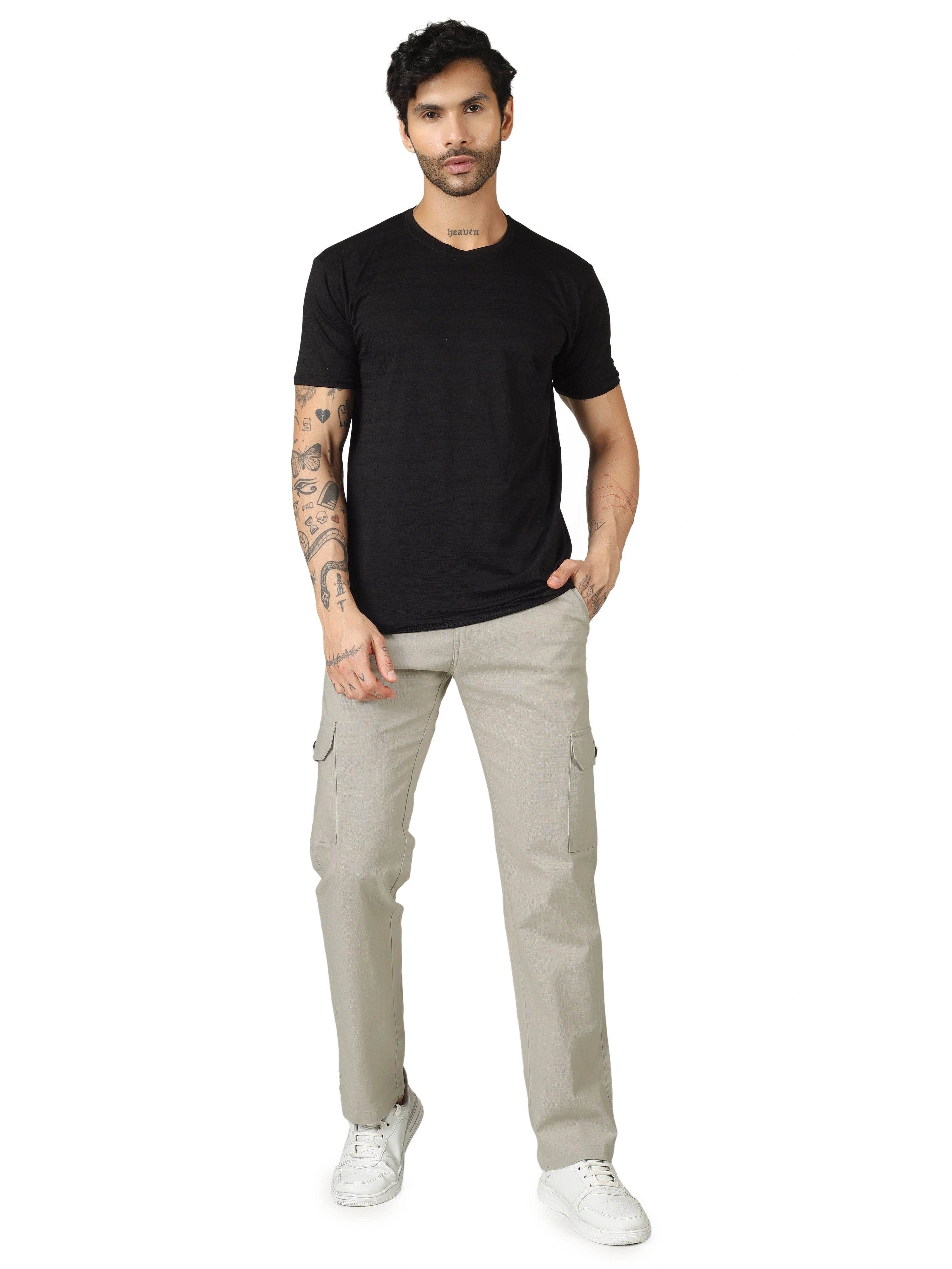 Linen Cargo Relaxed Fit - Light Beige - Flaked
