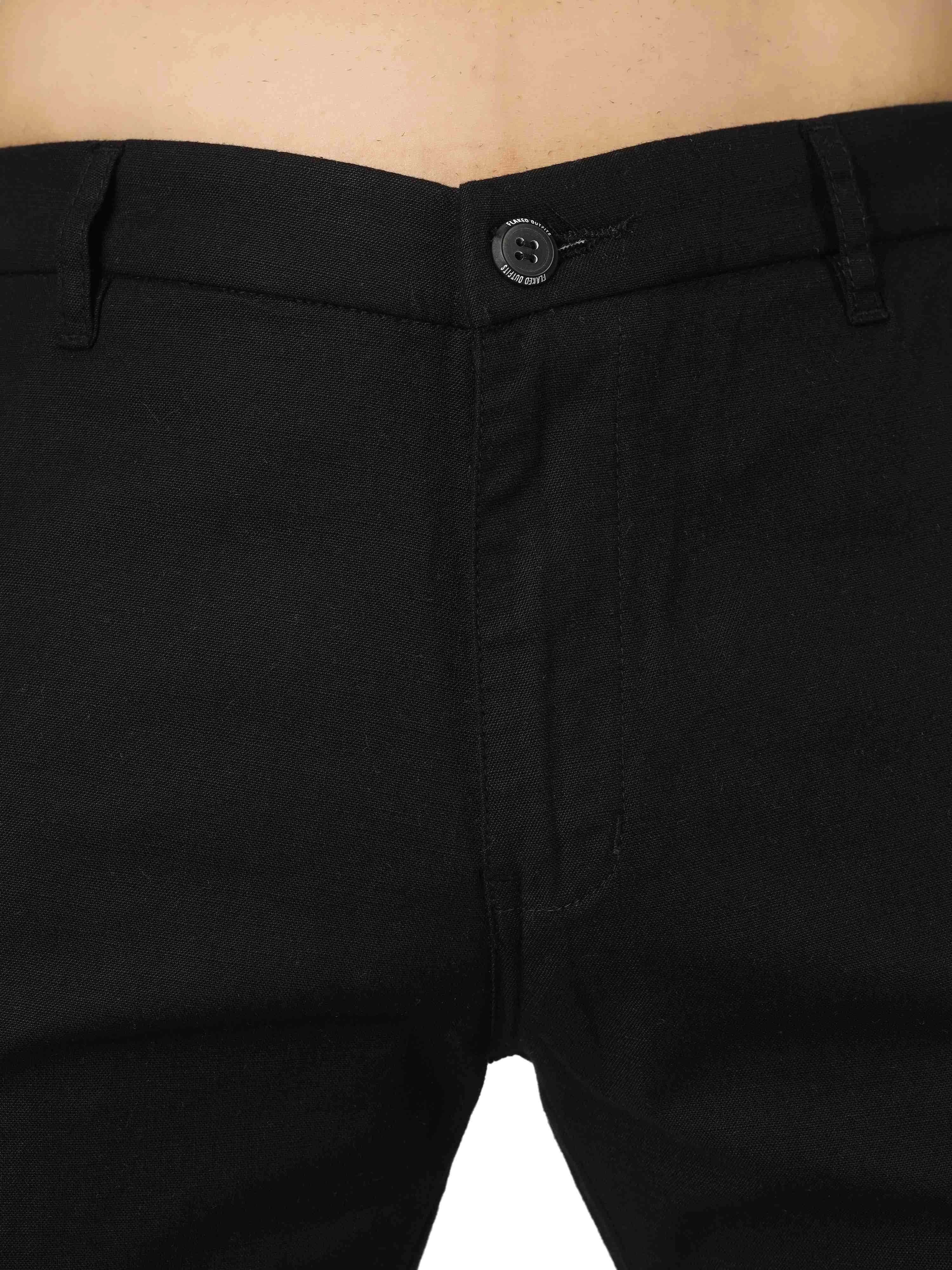 Linen Cargo Relaxed Fit - Black - Flaked