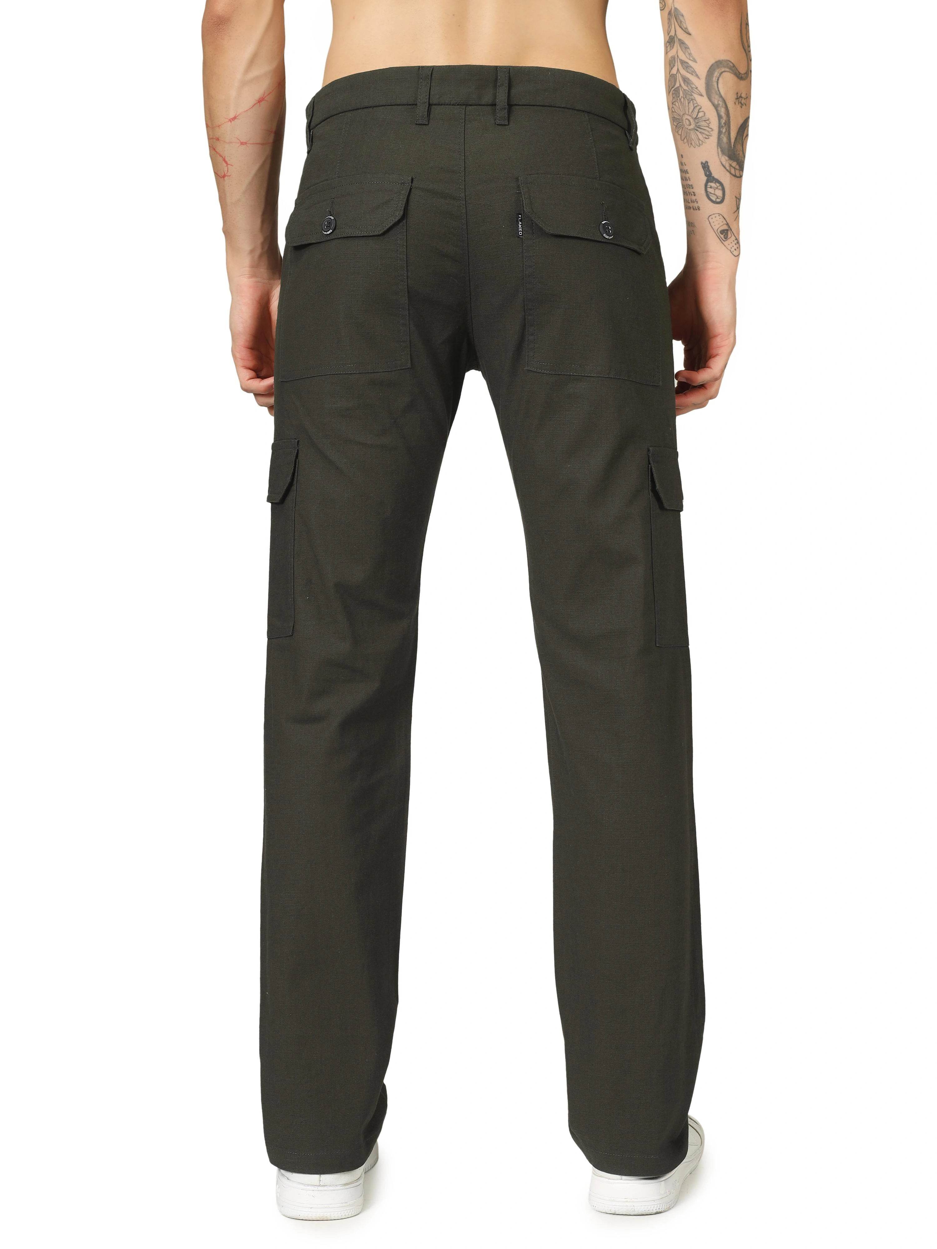 Linen Cargo Relaxed Fit - Rifle Green - Flaked
