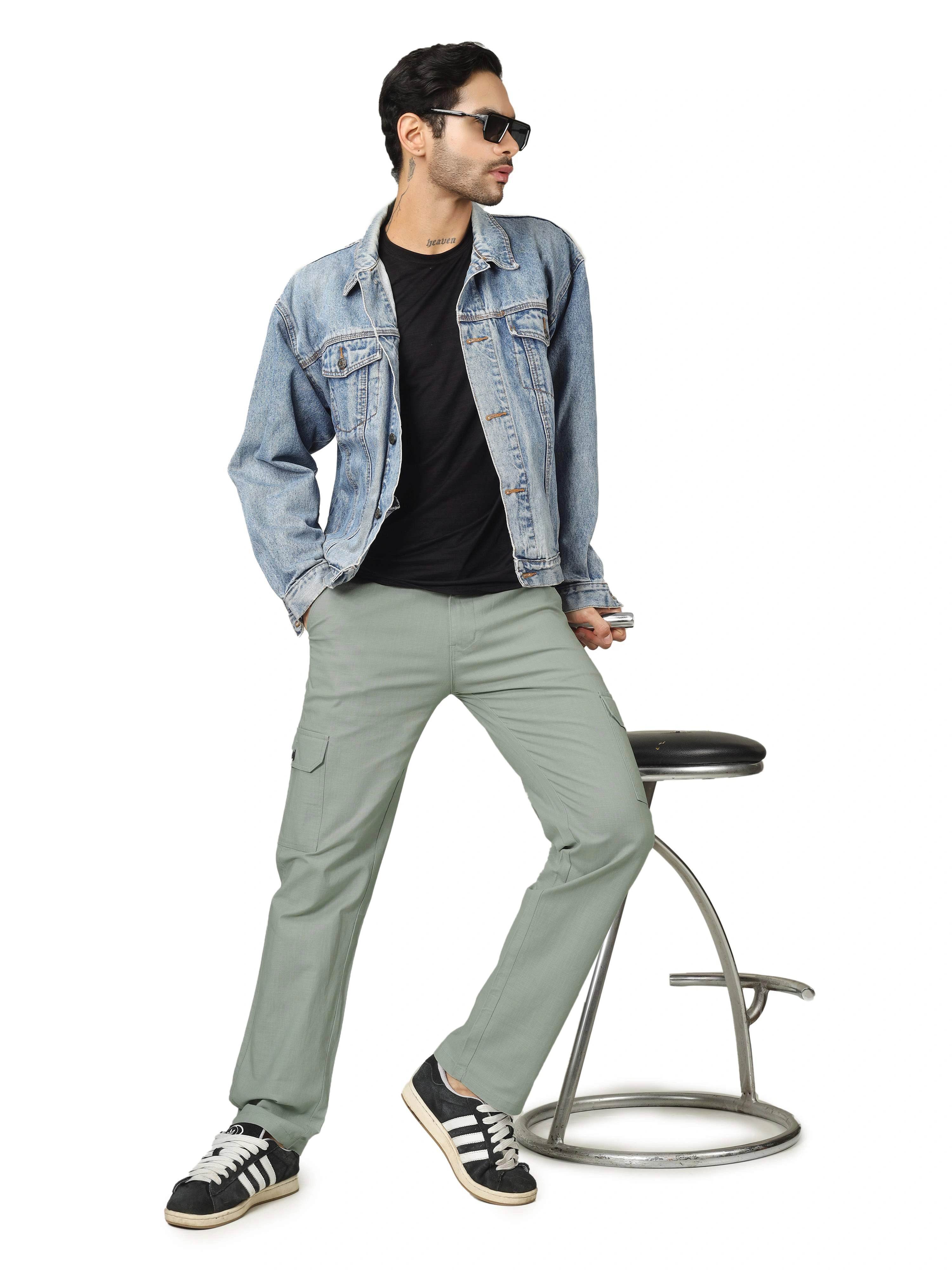 Linen Cargo Relaxed Fit - Sage Green - Flaked