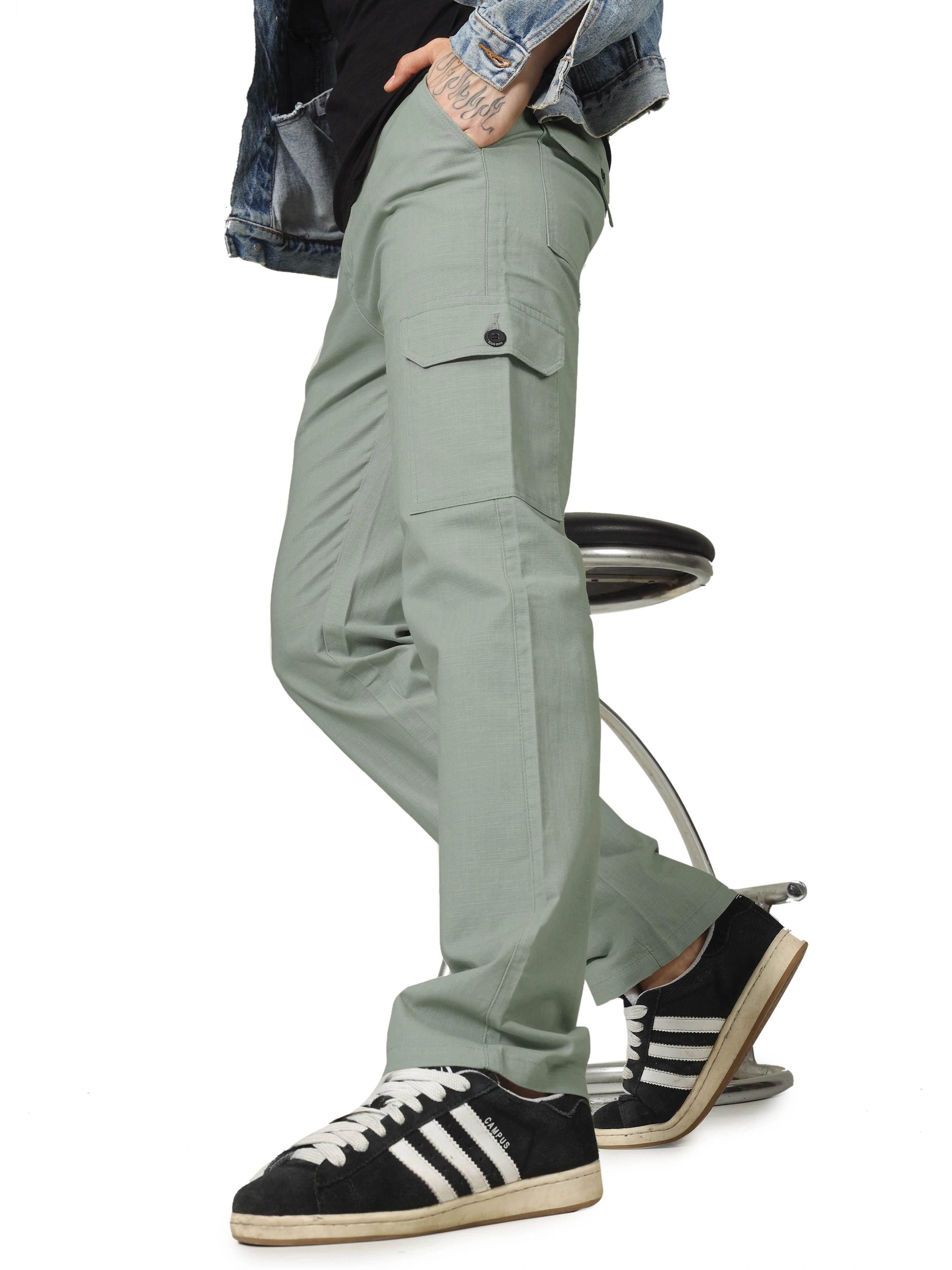 Linen Cargo Relaxed Fit - Sage Green - Flaked