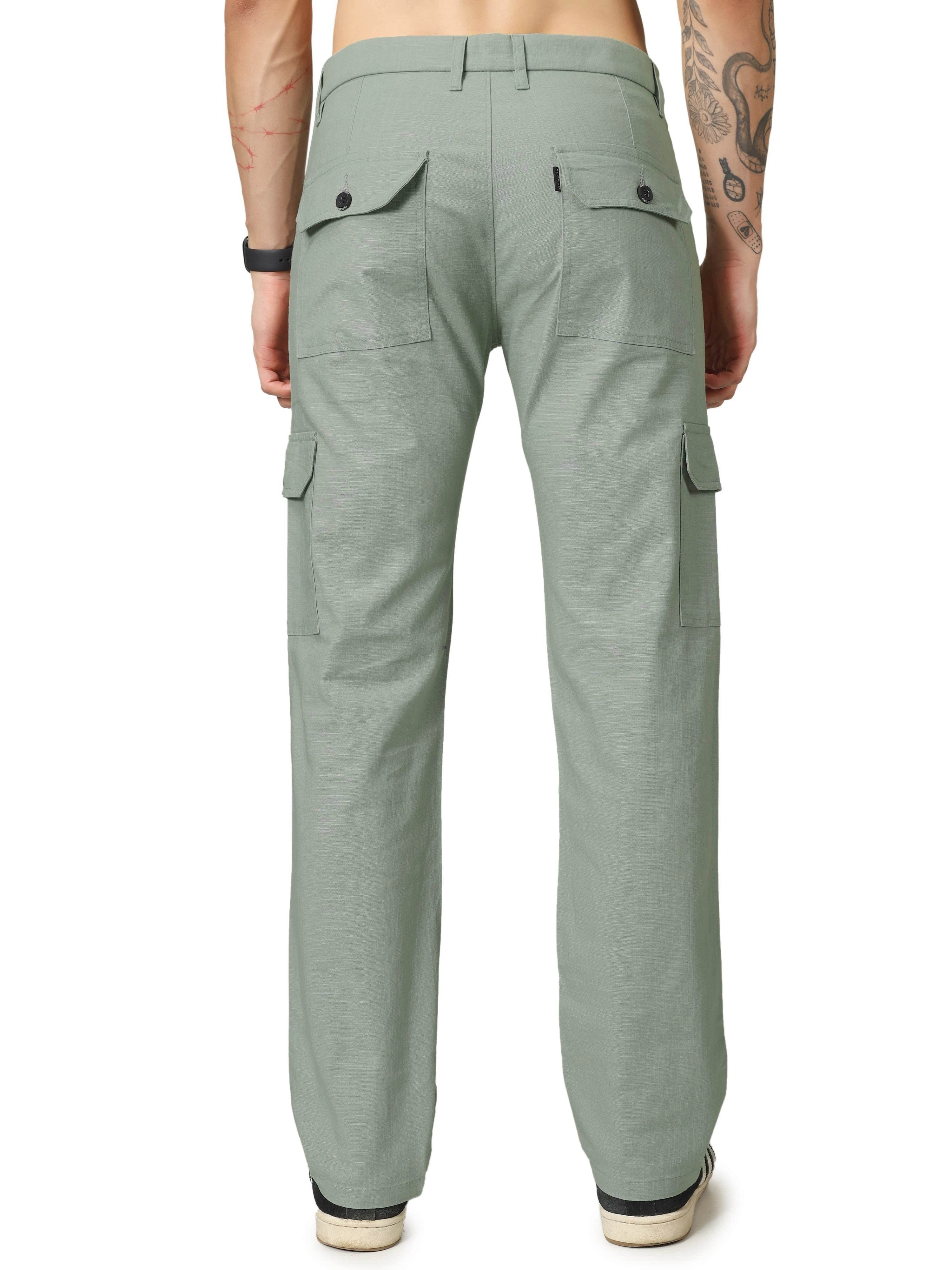 Linen Cargo Relaxed Fit - Sage Green - Flaked