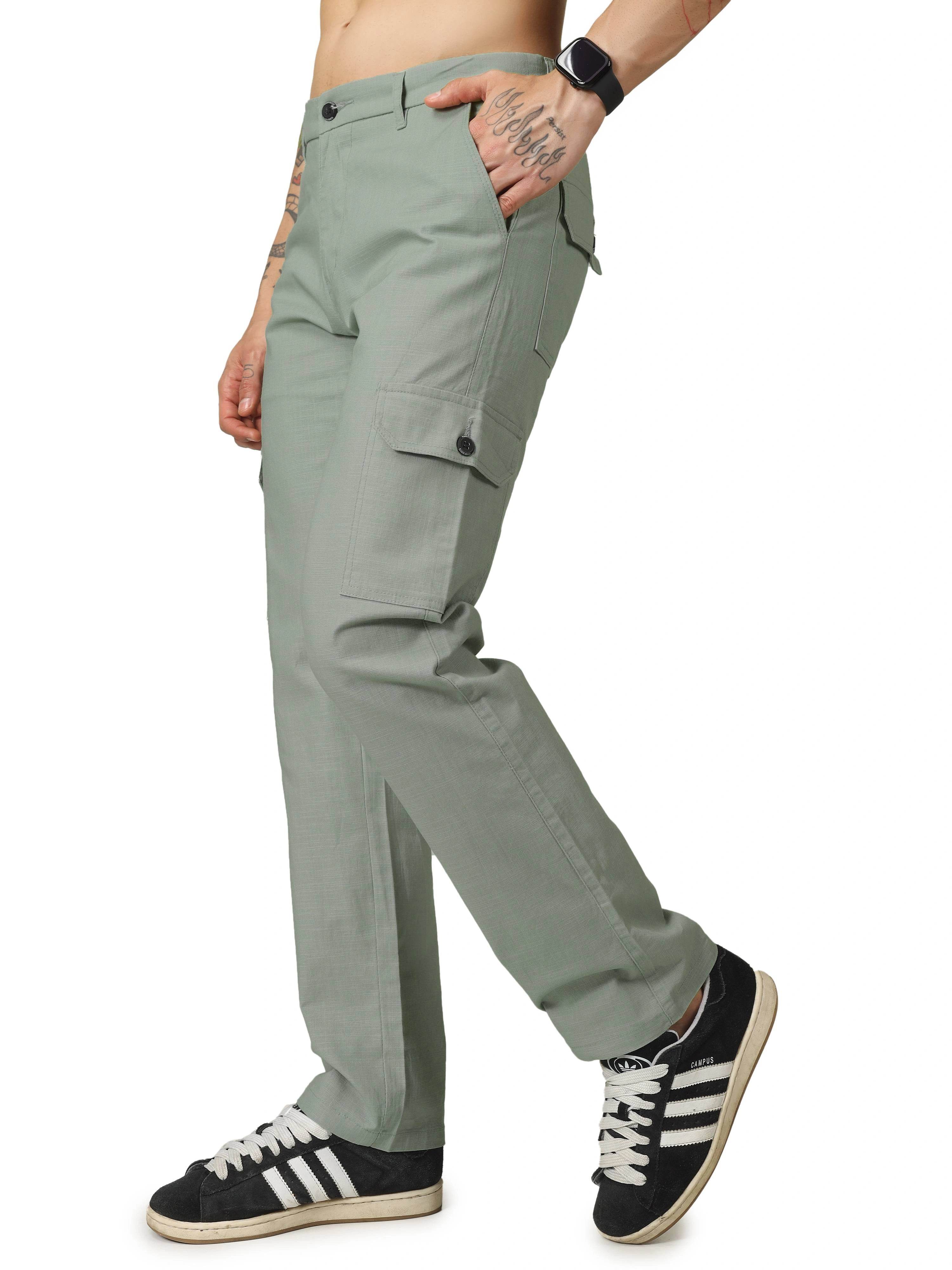 Linen Cargo Relaxed Fit - Sage Green - Flaked